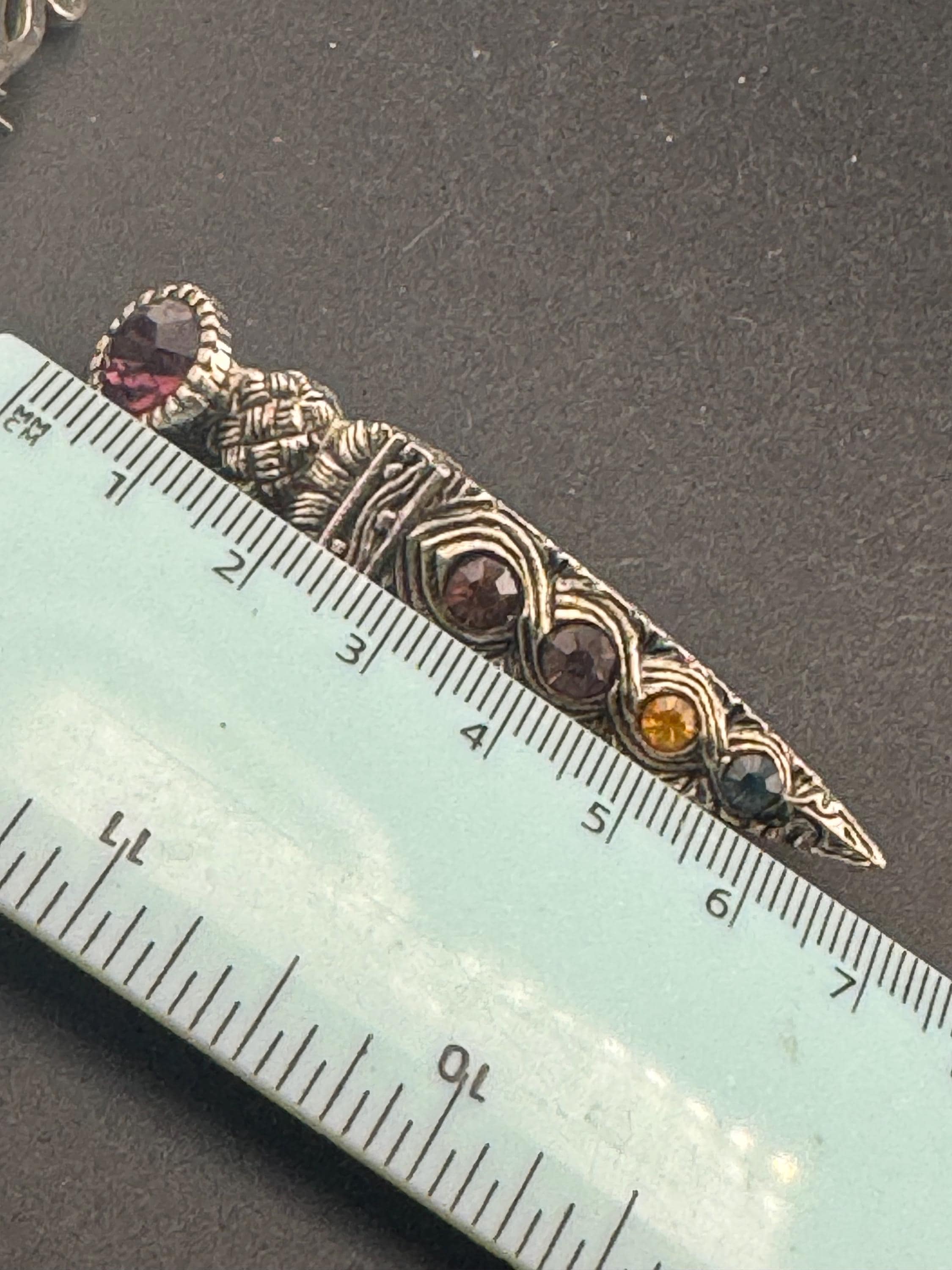 vintage Scottish dirk kilt pin Celtic brooch with glass cabochons