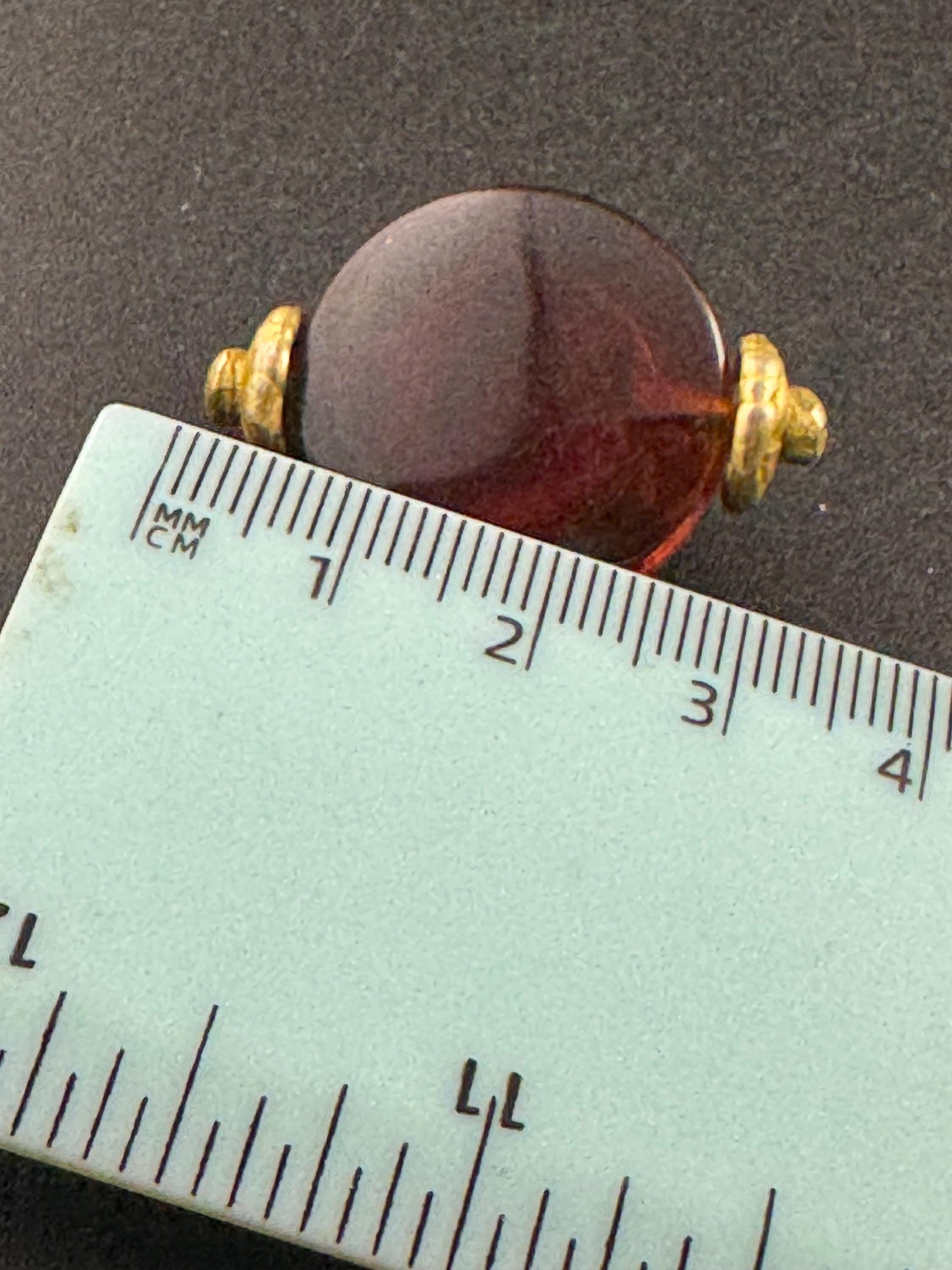 Vintage signed Italian brown Clip On Earrings: Gold Tone Etruscan Earrings