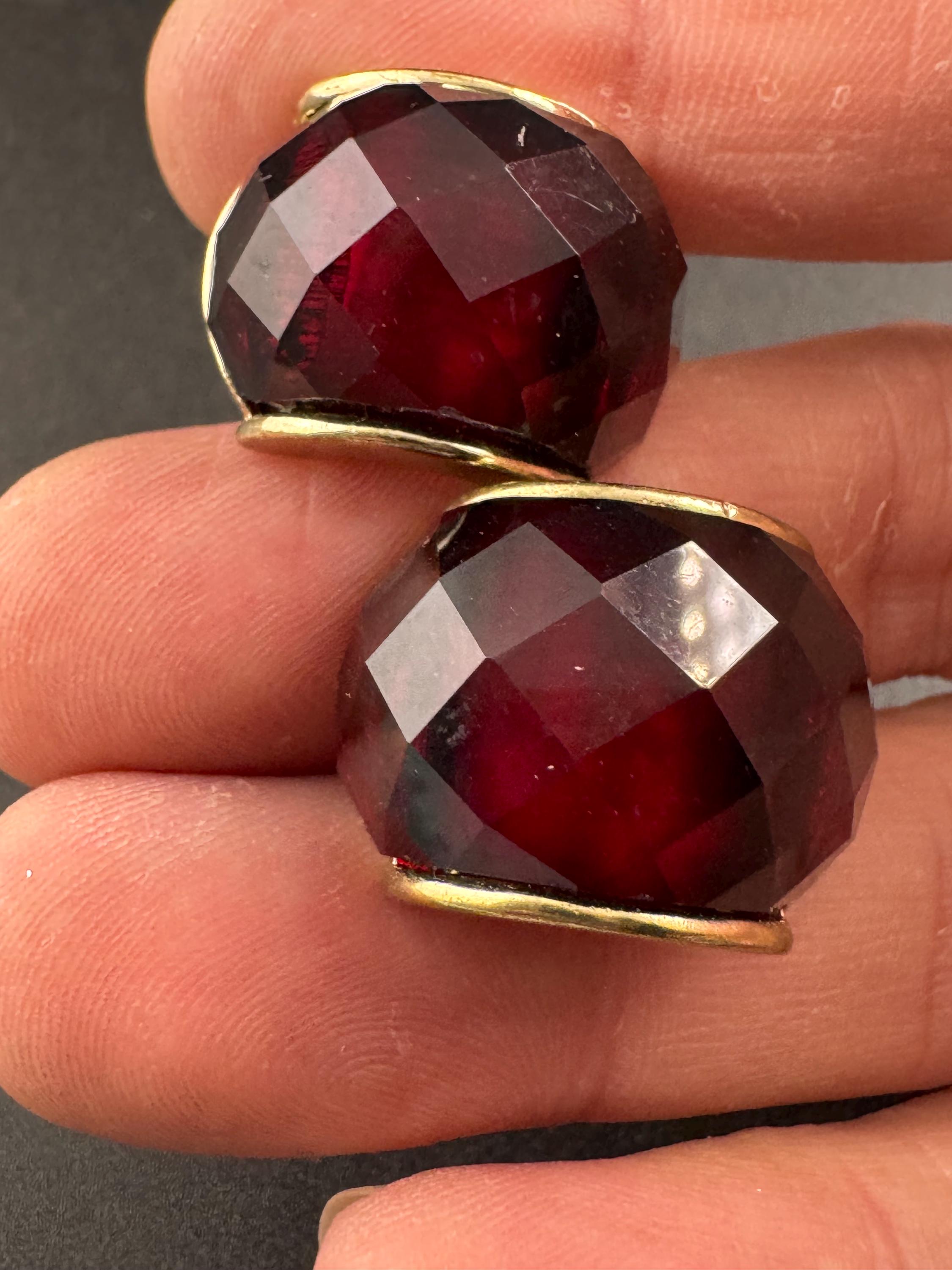 Vintage dark red acrylic Clip On Earrings: half hoop, Gold Tone