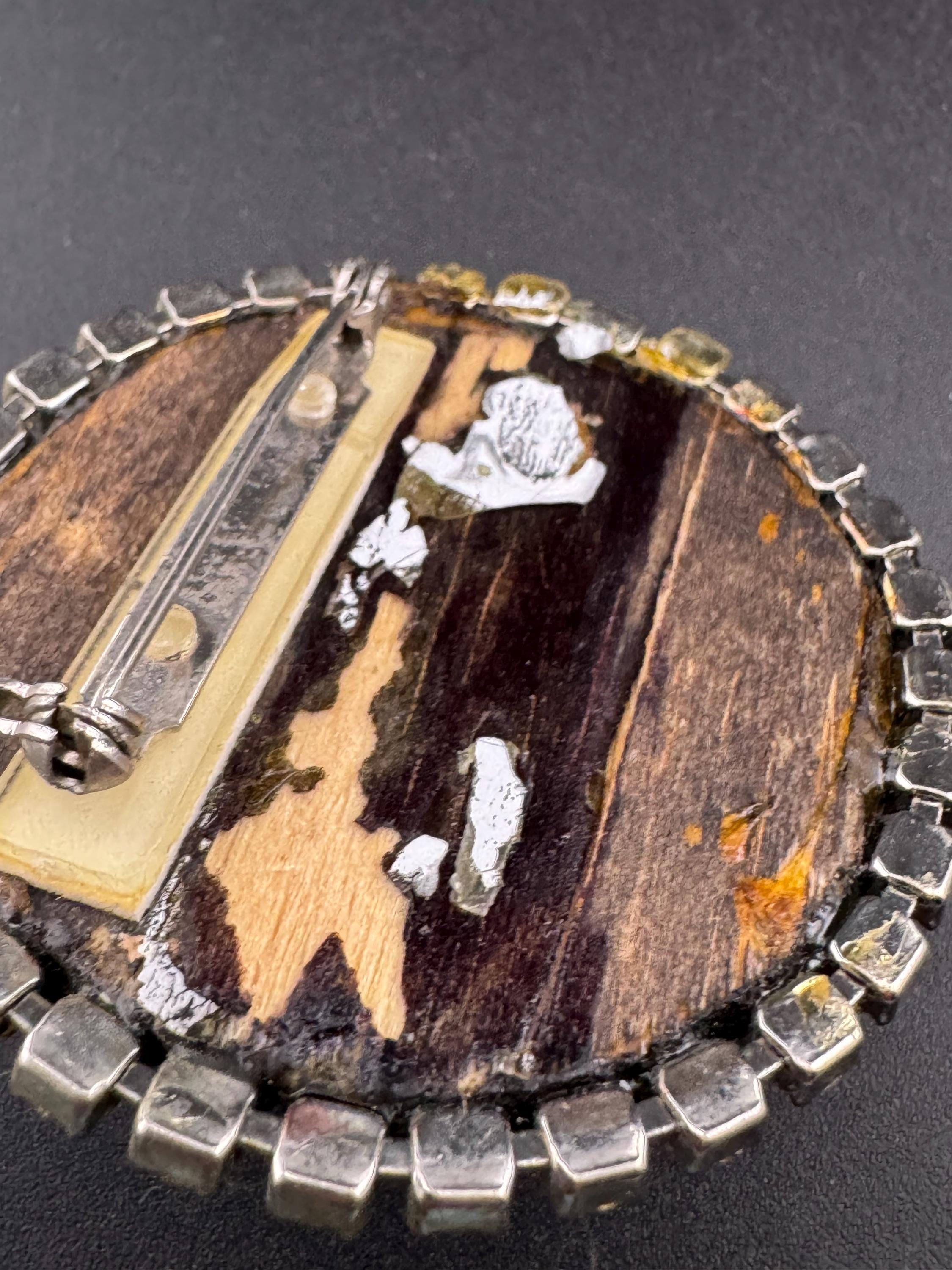 Oversized vintage rhinestone flapper face brooch, art deco lady pin