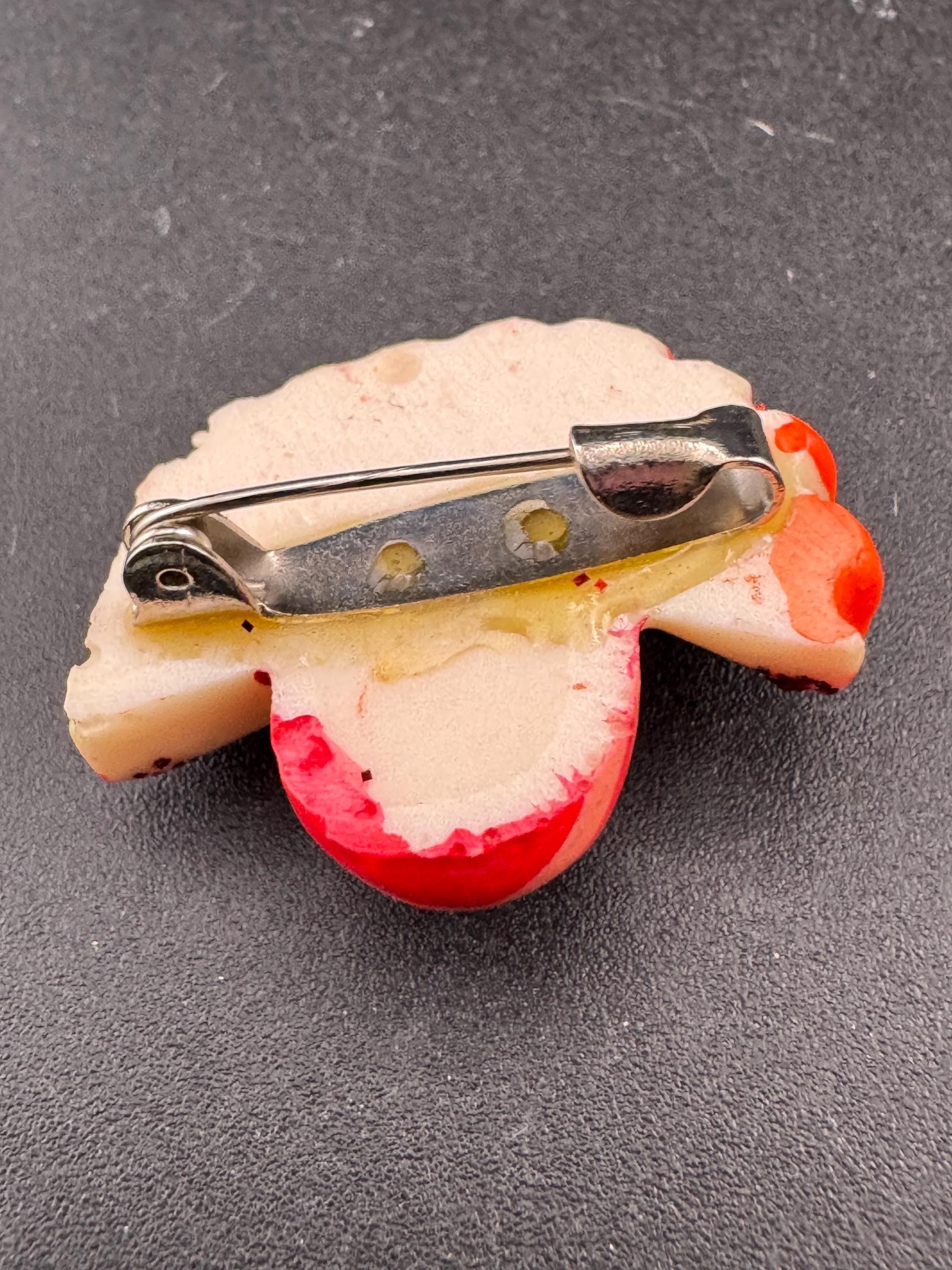 Early plastic art deco Pierrot Brooch: French Clown Pin