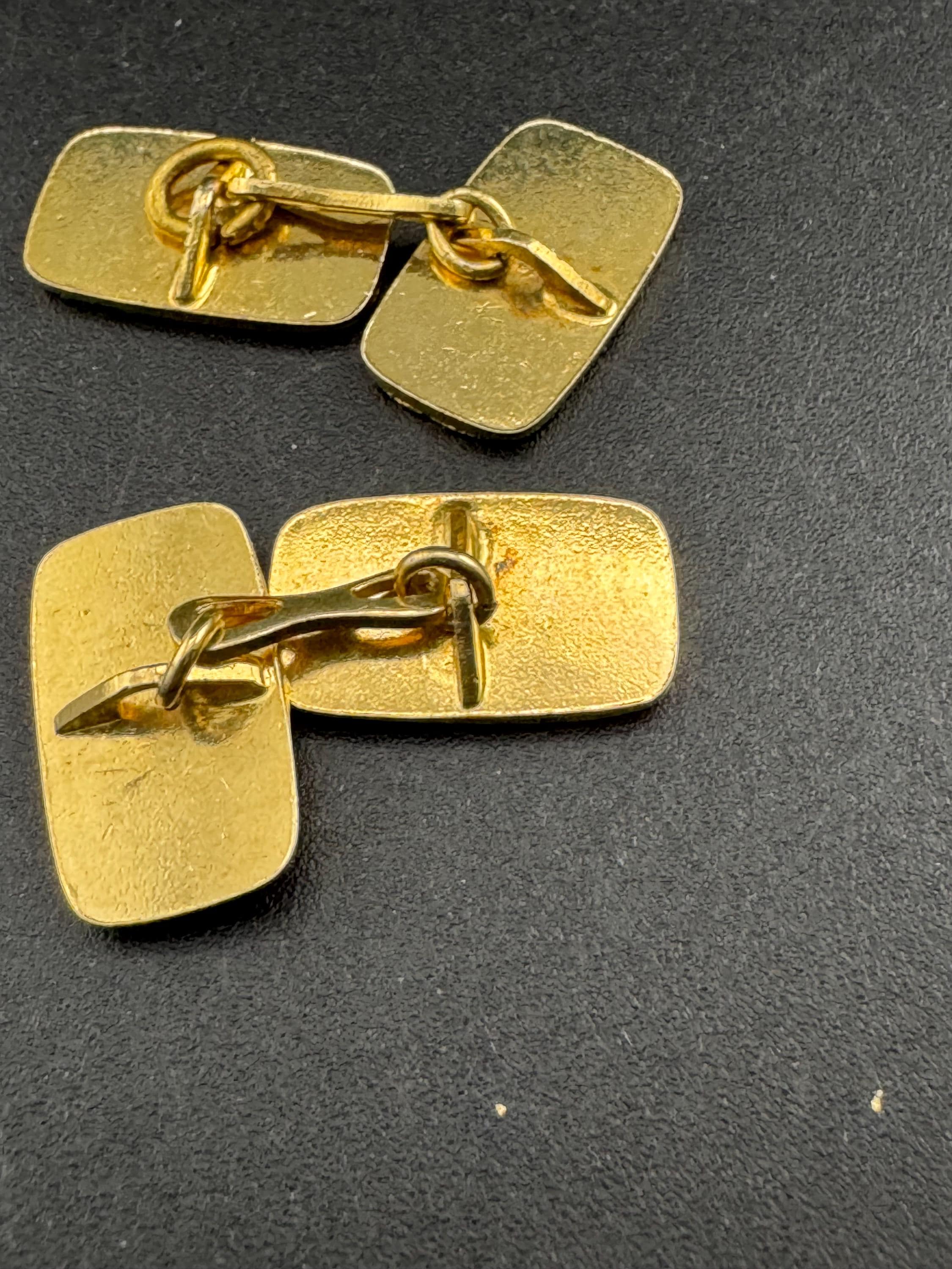 Vintage men’s brutalist chain linked pair cufflinks , gold textured finish