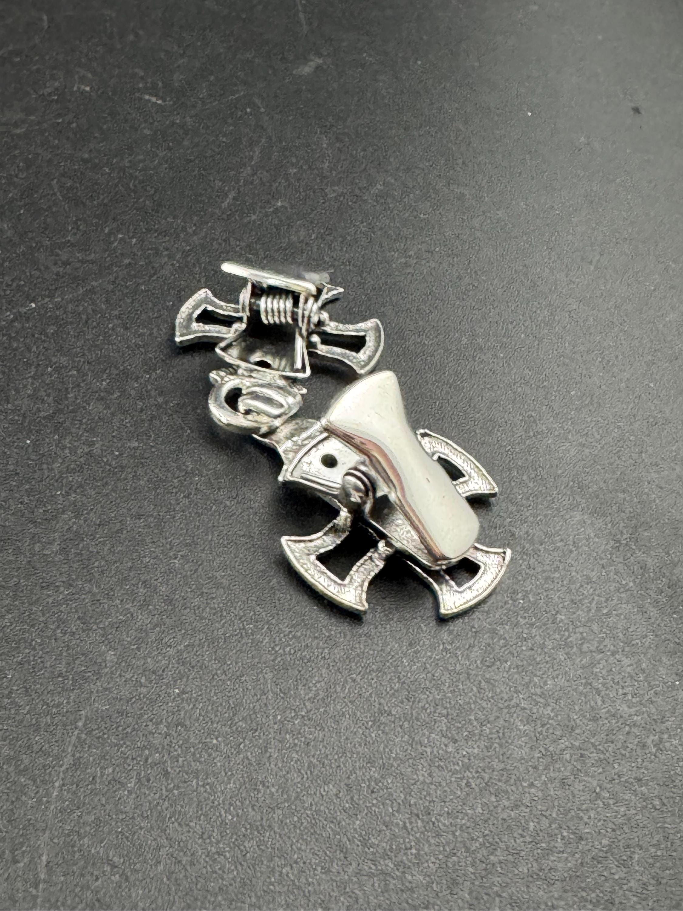 Silver Celtic medieval style cross cardigan cloak clasp clip, spring hinged closure