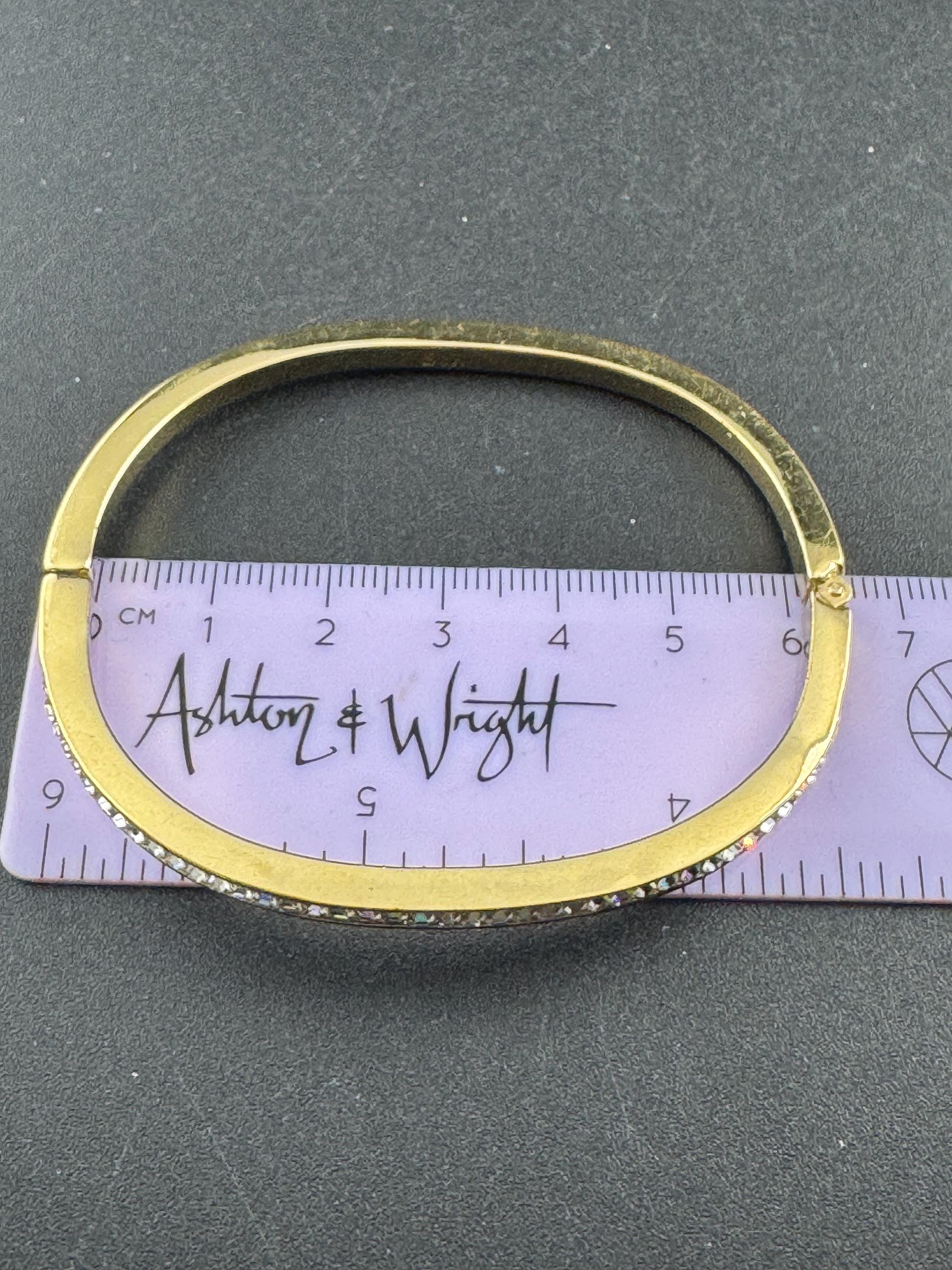 Retro high end oval clear diamanté crystal hinged clamper bangle