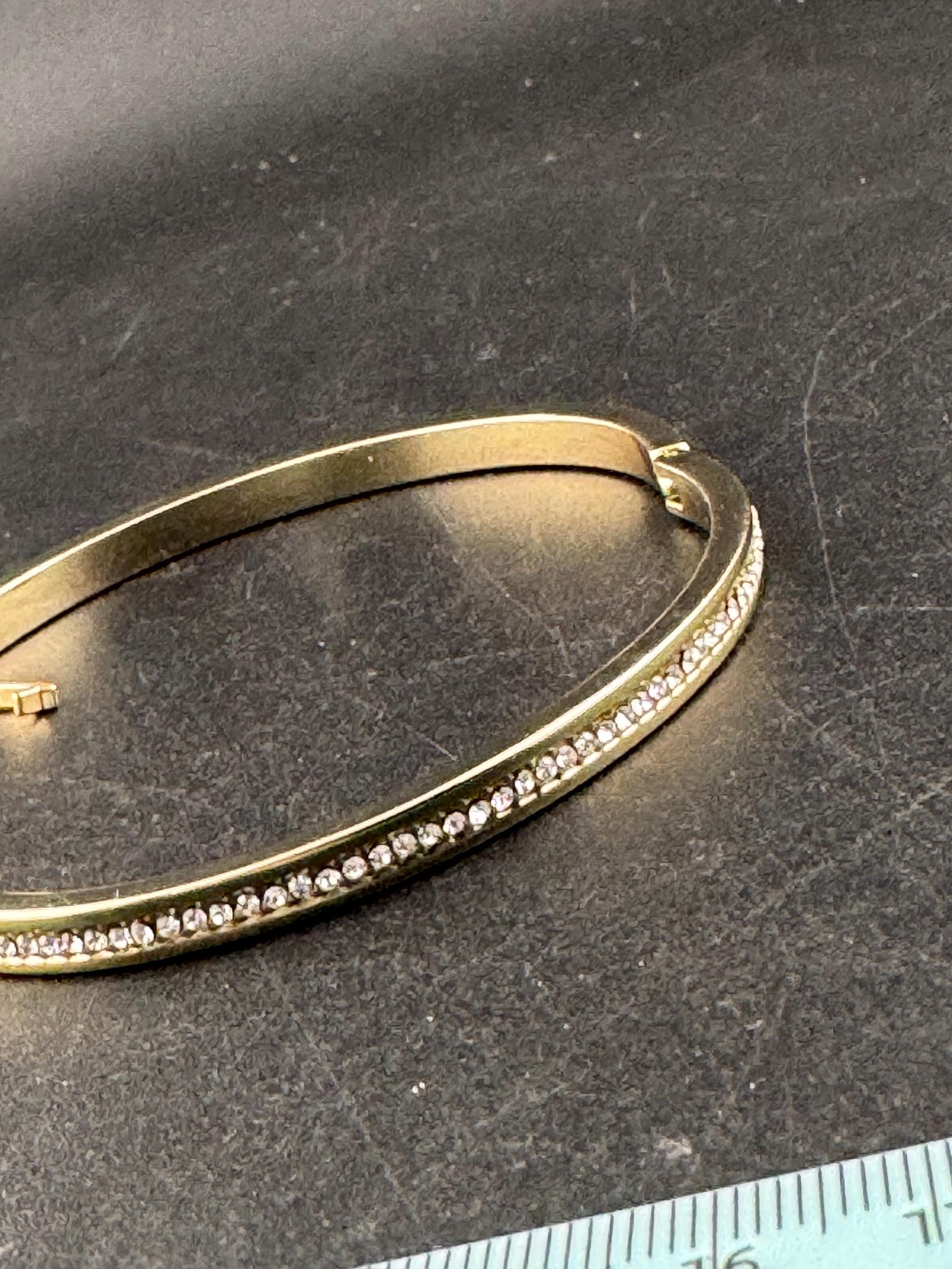 Retro squared clear diamanté crystal channel set hinged clamper bangle