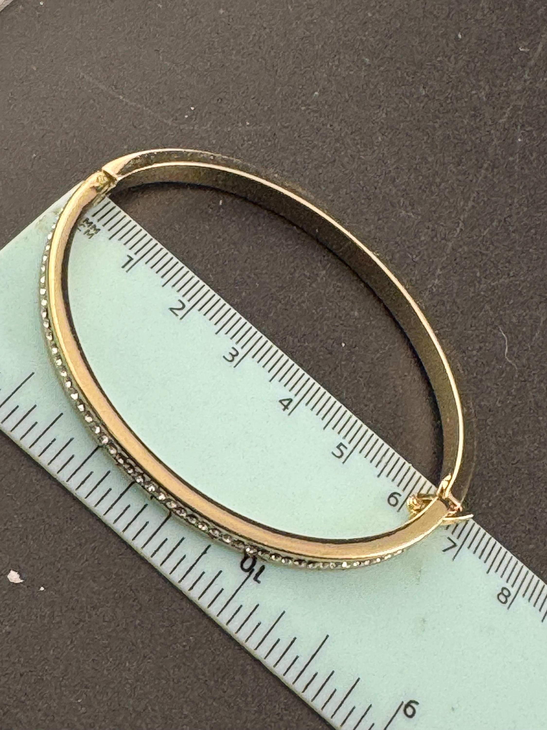 Retro squared clear diamanté crystal channel set hinged clamper bangle