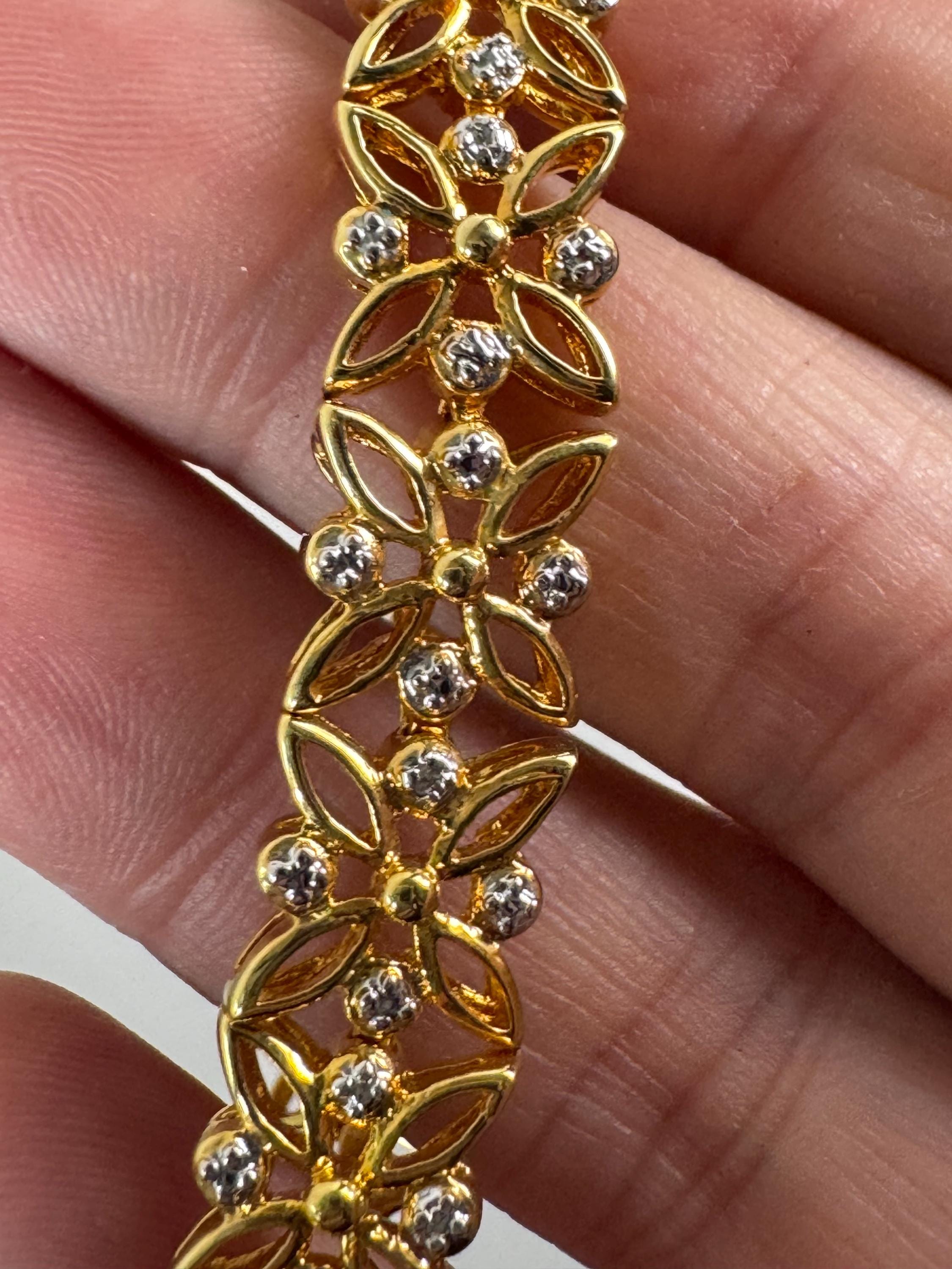 Retro gold and silver tone panel link bracelet 18.5 x 12mm