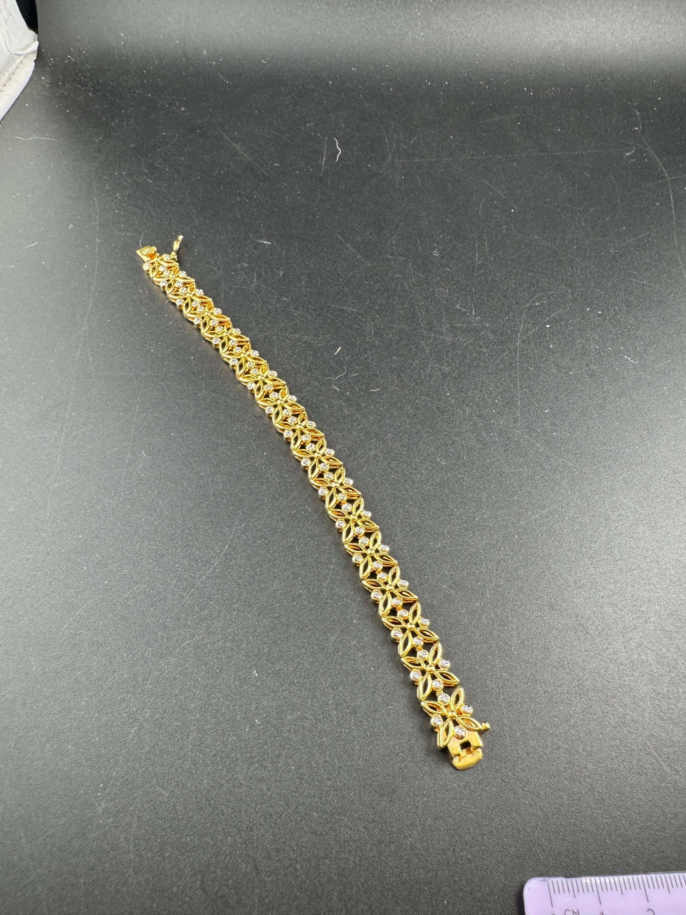 Retro gold and silver tone panel link bracelet 18.5 x 12mm