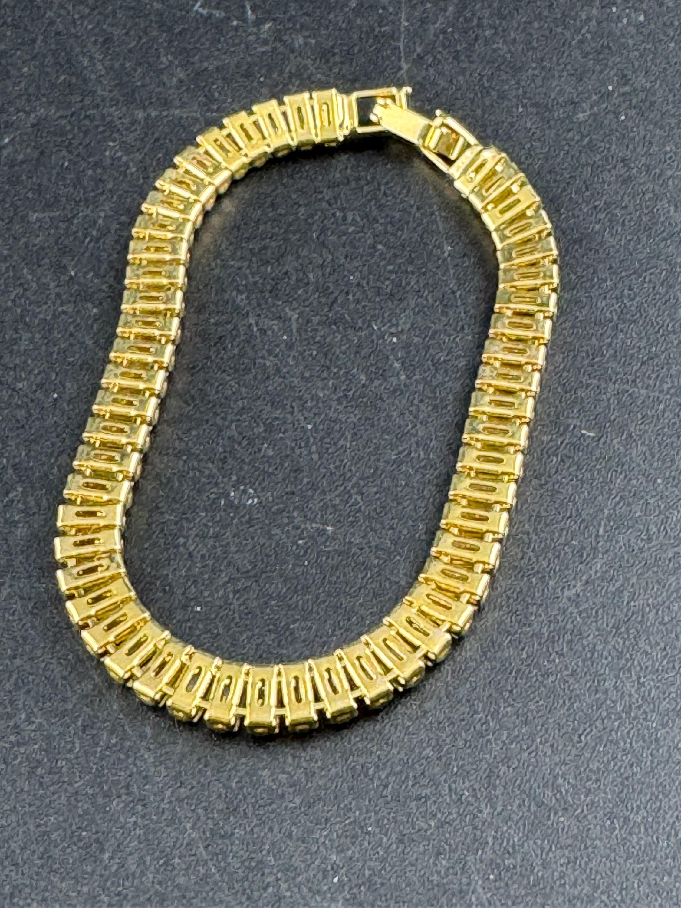 Vintage clear diamanté Crystal Cz gold plated tennis bracelet