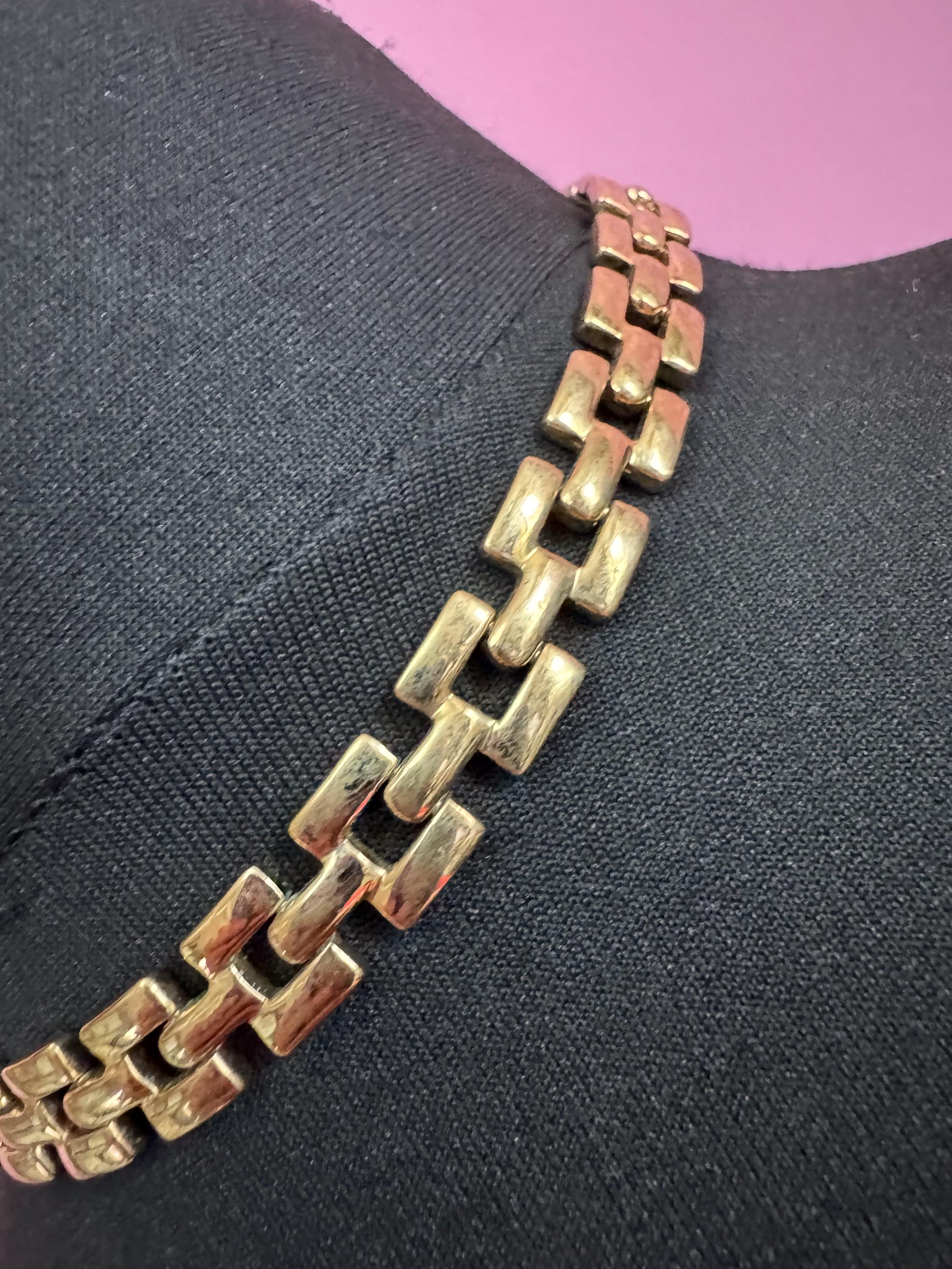 Vintage Gold Tone Panther Link Choker Necklace (41cm)