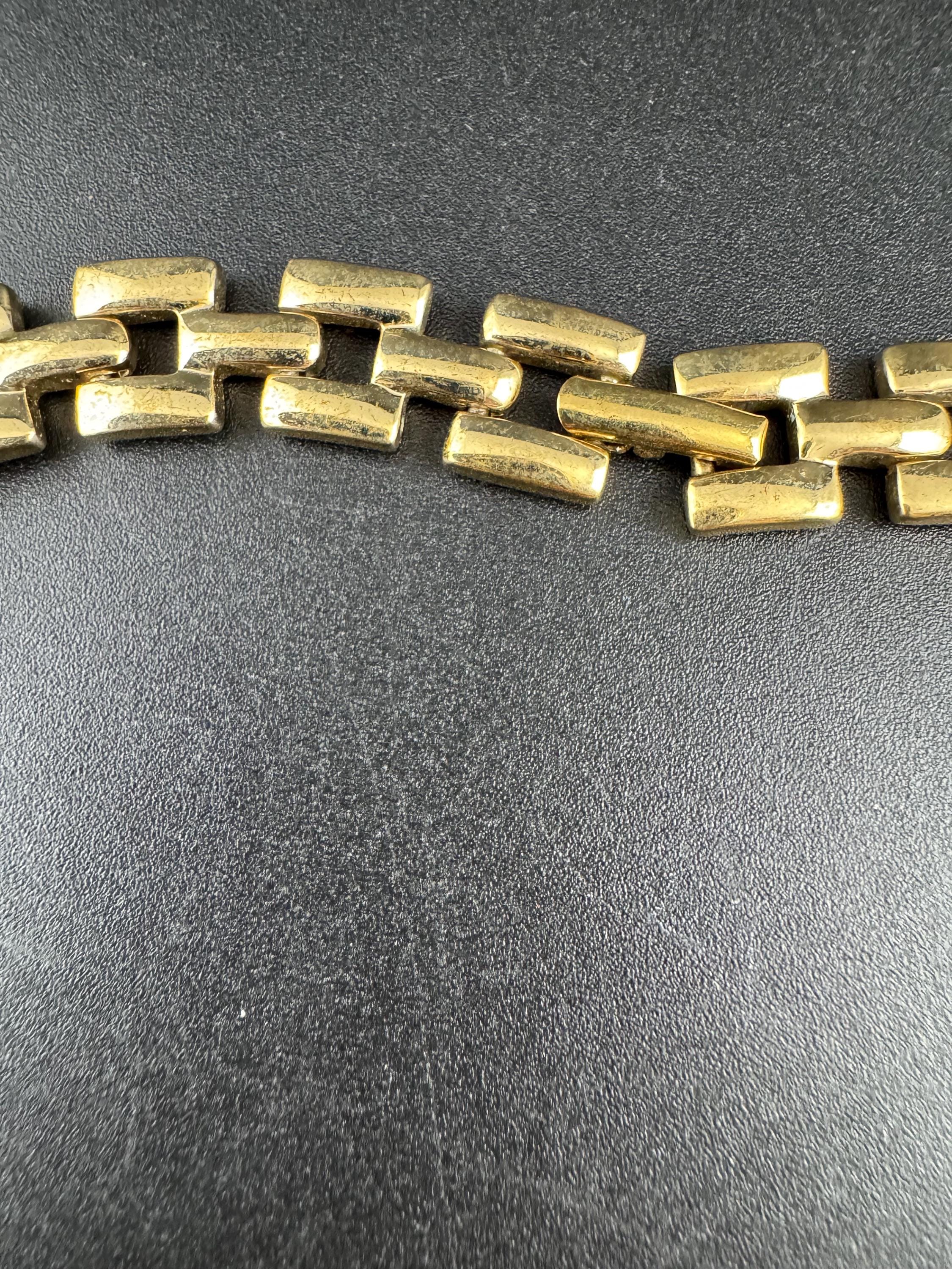 Vintage Gold Tone Panther Link Choker Necklace (41cm)
