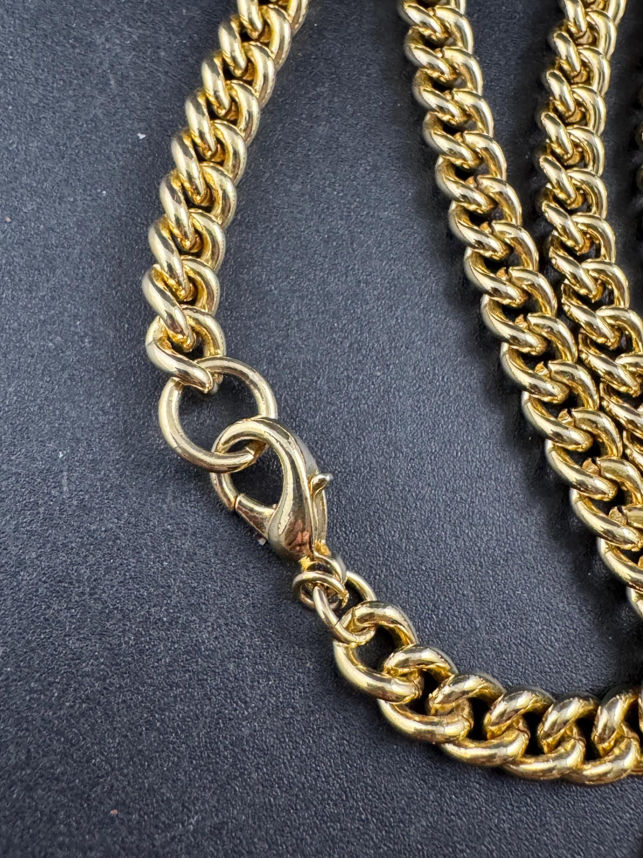 retro chunky Victorian style gold curb chain T Bar watch chain necklace