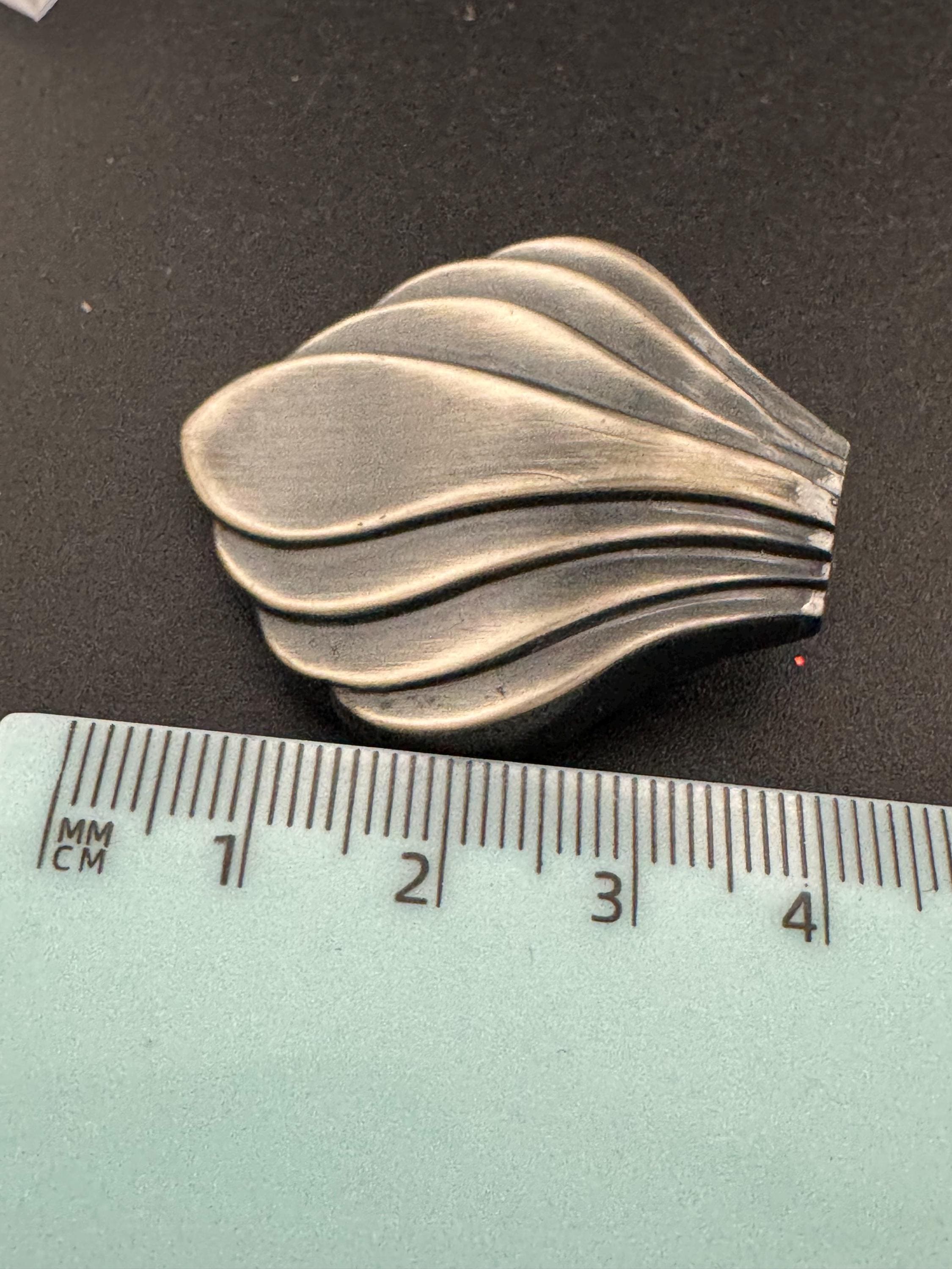 Vintage plastic oversized silver grey clip on earrings, lightweight 4cm