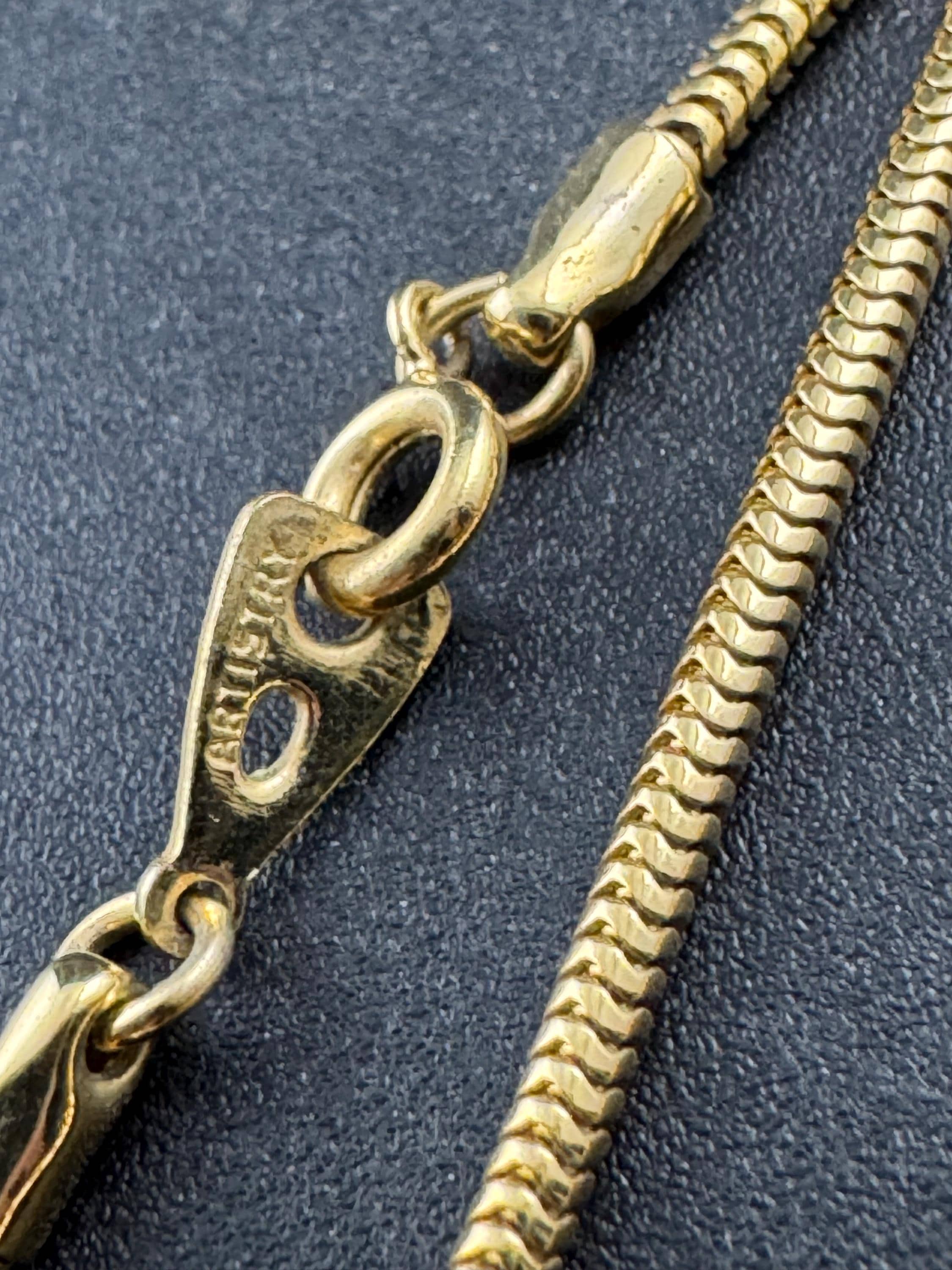 Vintage gold snake chain lariat drop necklace, signed artistry