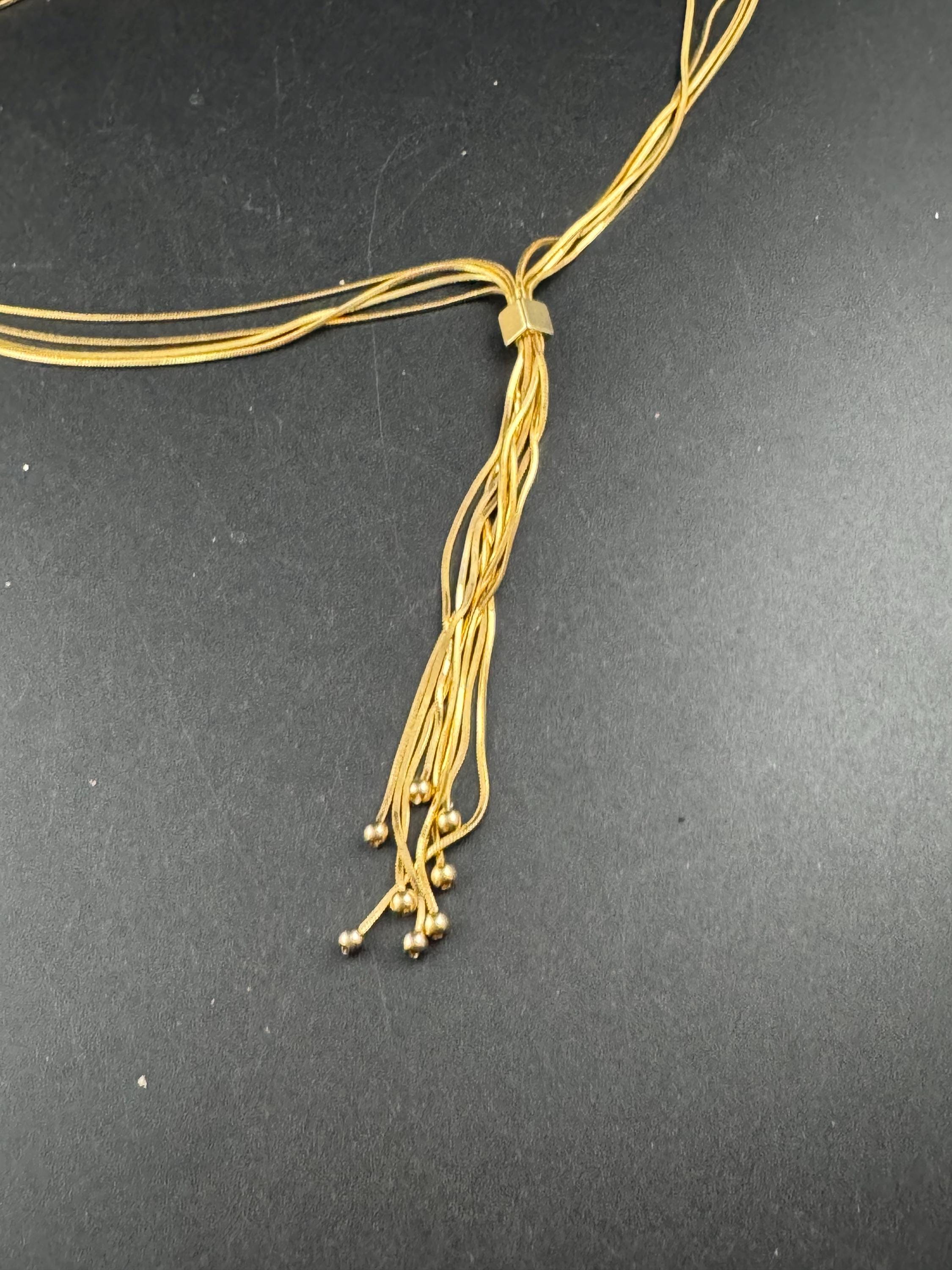 Retro gold plated tassel pendant necklace 10cm drop