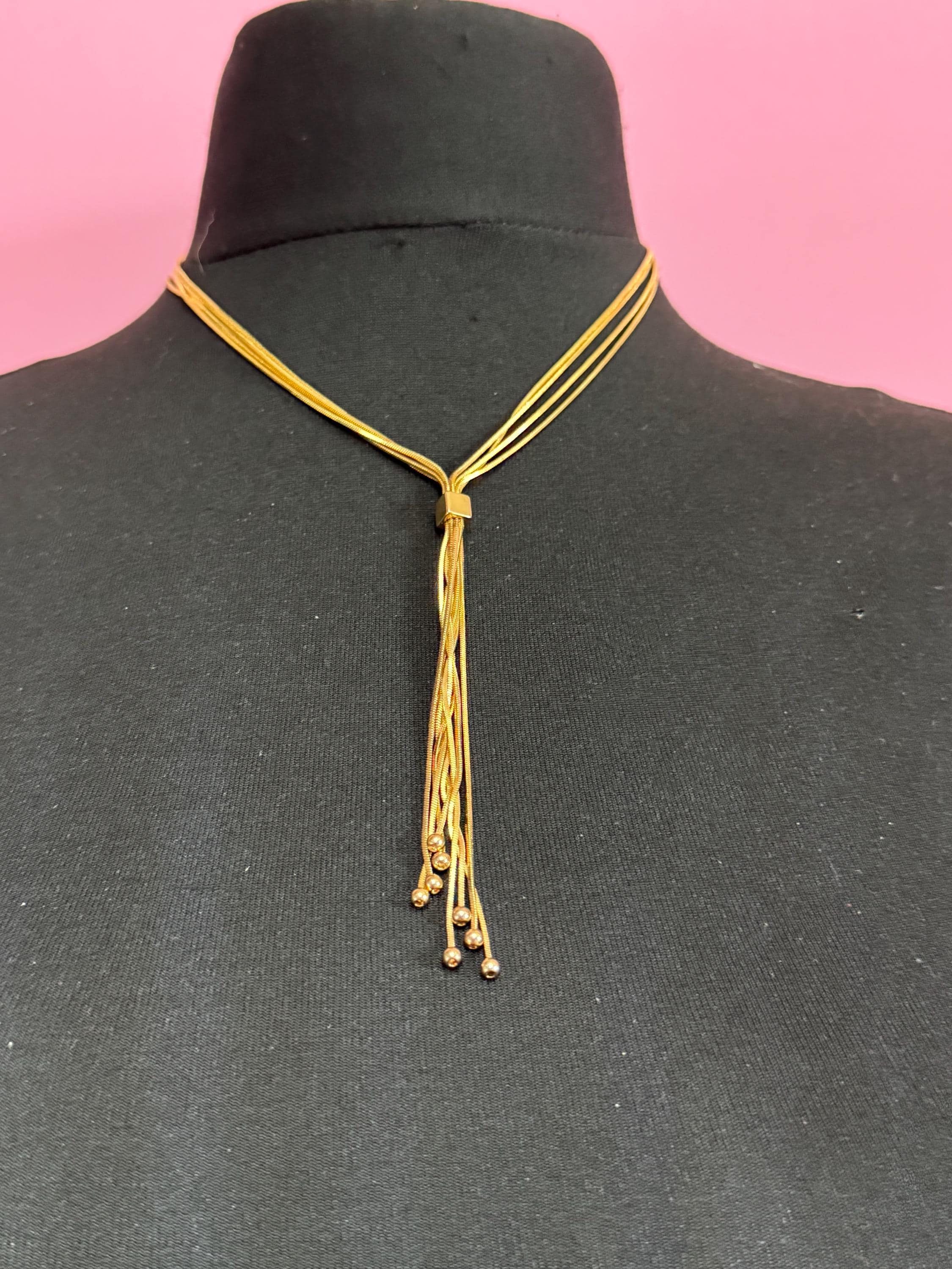 Retro gold plated tassel pendant necklace 10cm drop