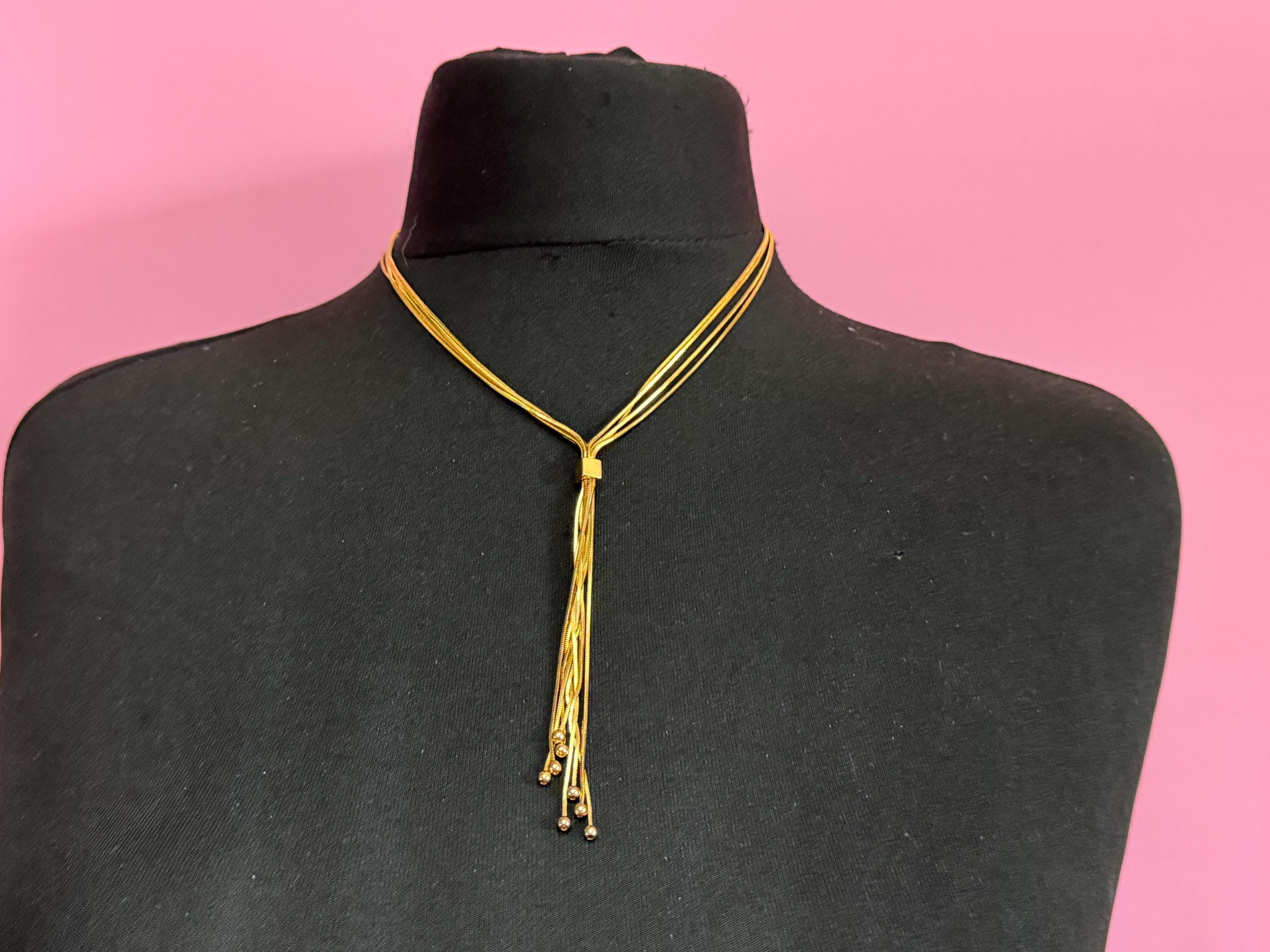 Retro gold plated tassel pendant necklace 10cm drop