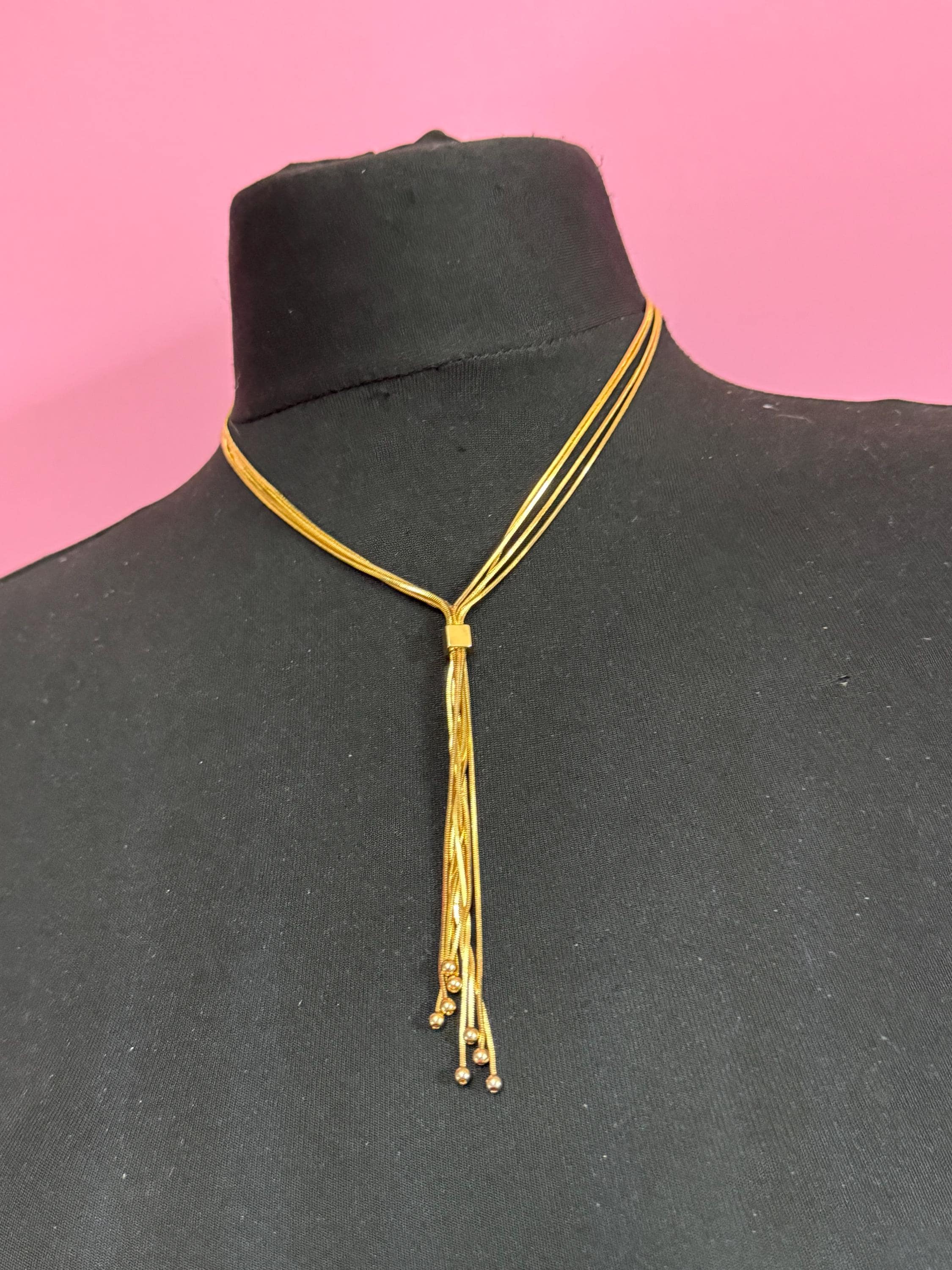 Retro gold plated tassel pendant necklace 10cm drop