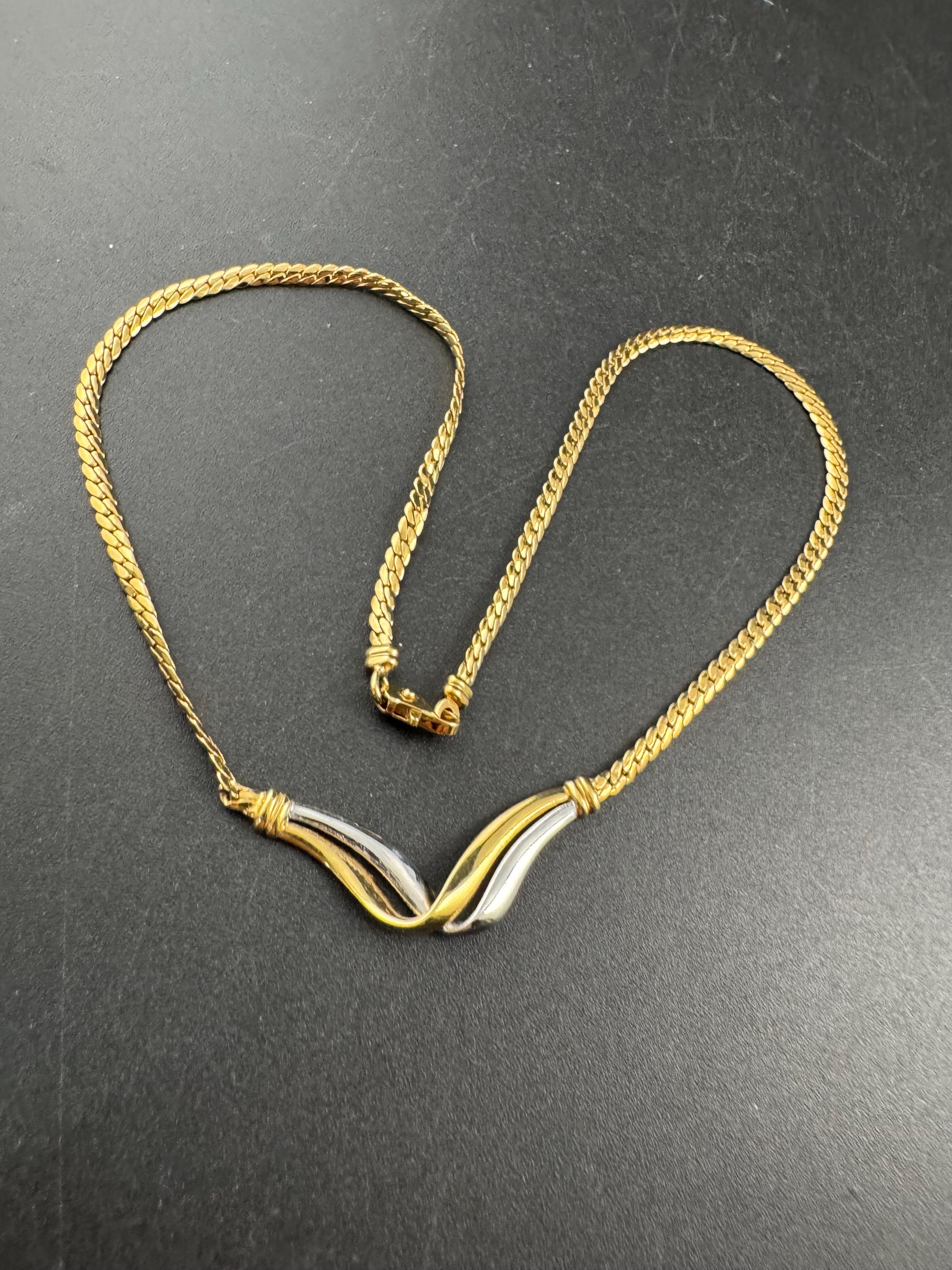 Dainty gold silver tone flat link chain necklace 40cm