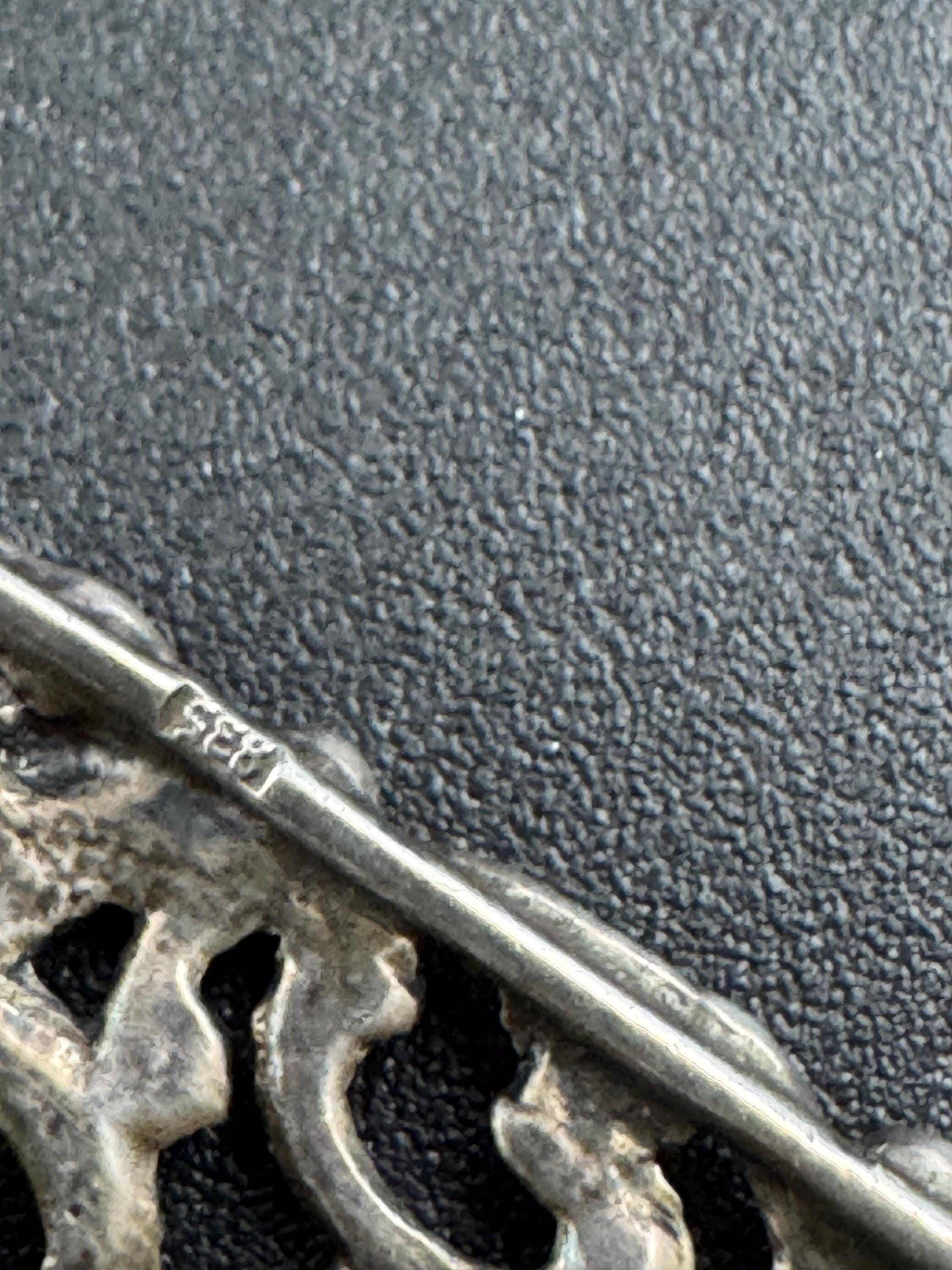 Antique 835 grade continental silver art nouveau floral brooch