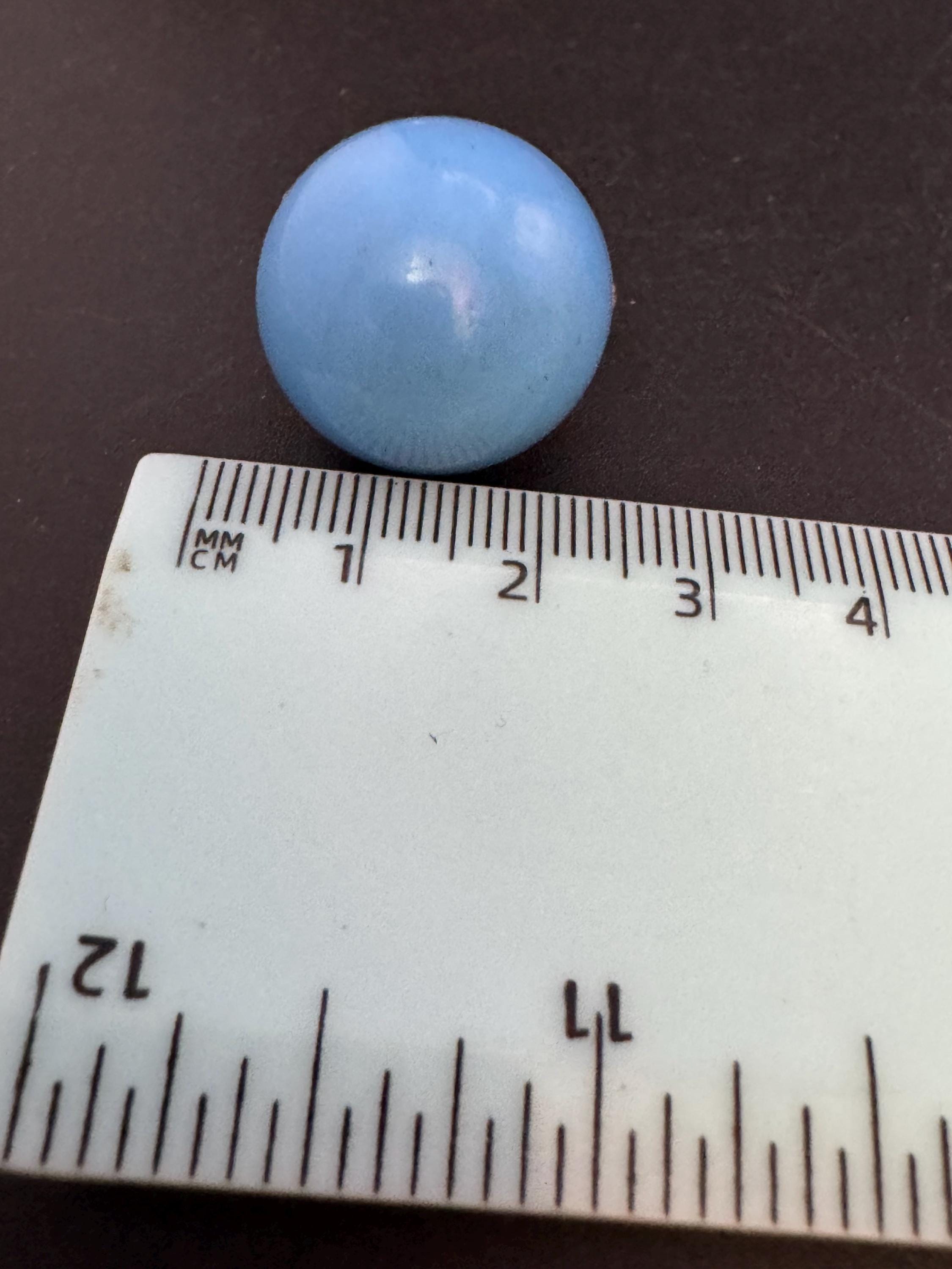 Vintage 2cm round mid blue plastic ball clip on earrings 1960s