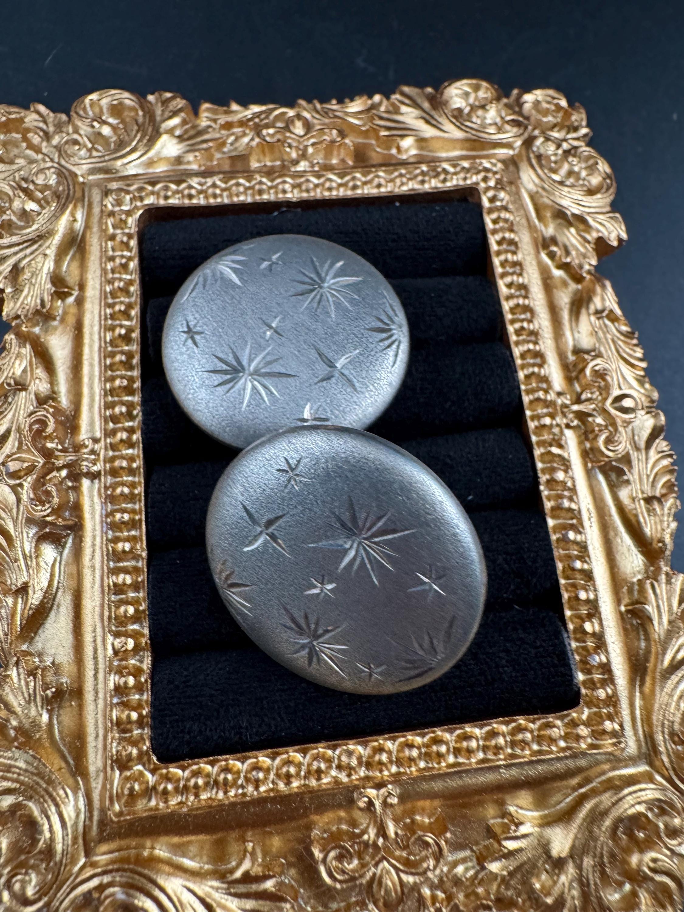 Vintage large disc earrings, 925 sterling silver clip on screw backs