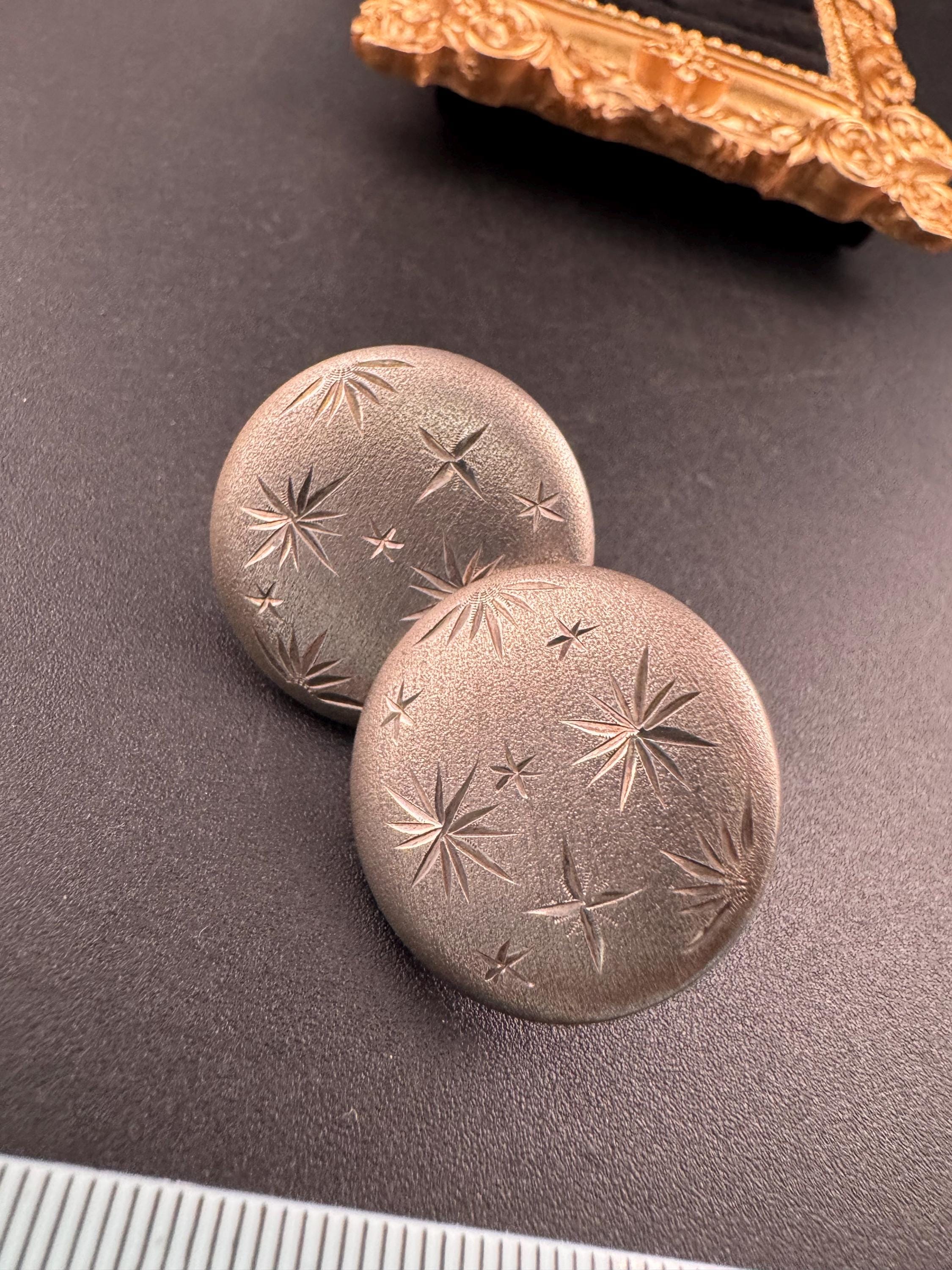 Vintage large disc earrings, 925 sterling silver clip on screw backs
