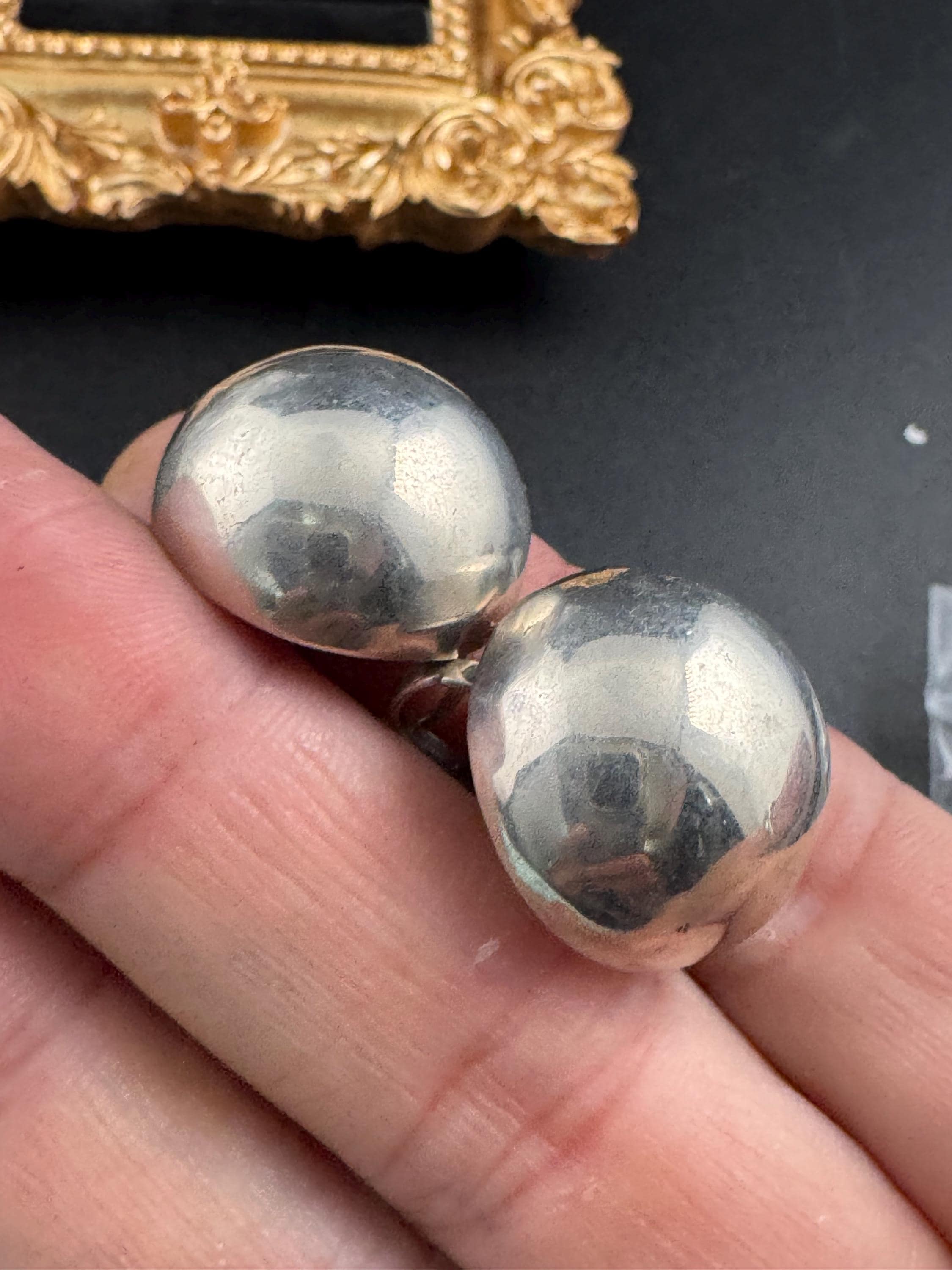 Vintage TAXCO rancho alecre dome earrings, 925 sterling silver clip on screw backs