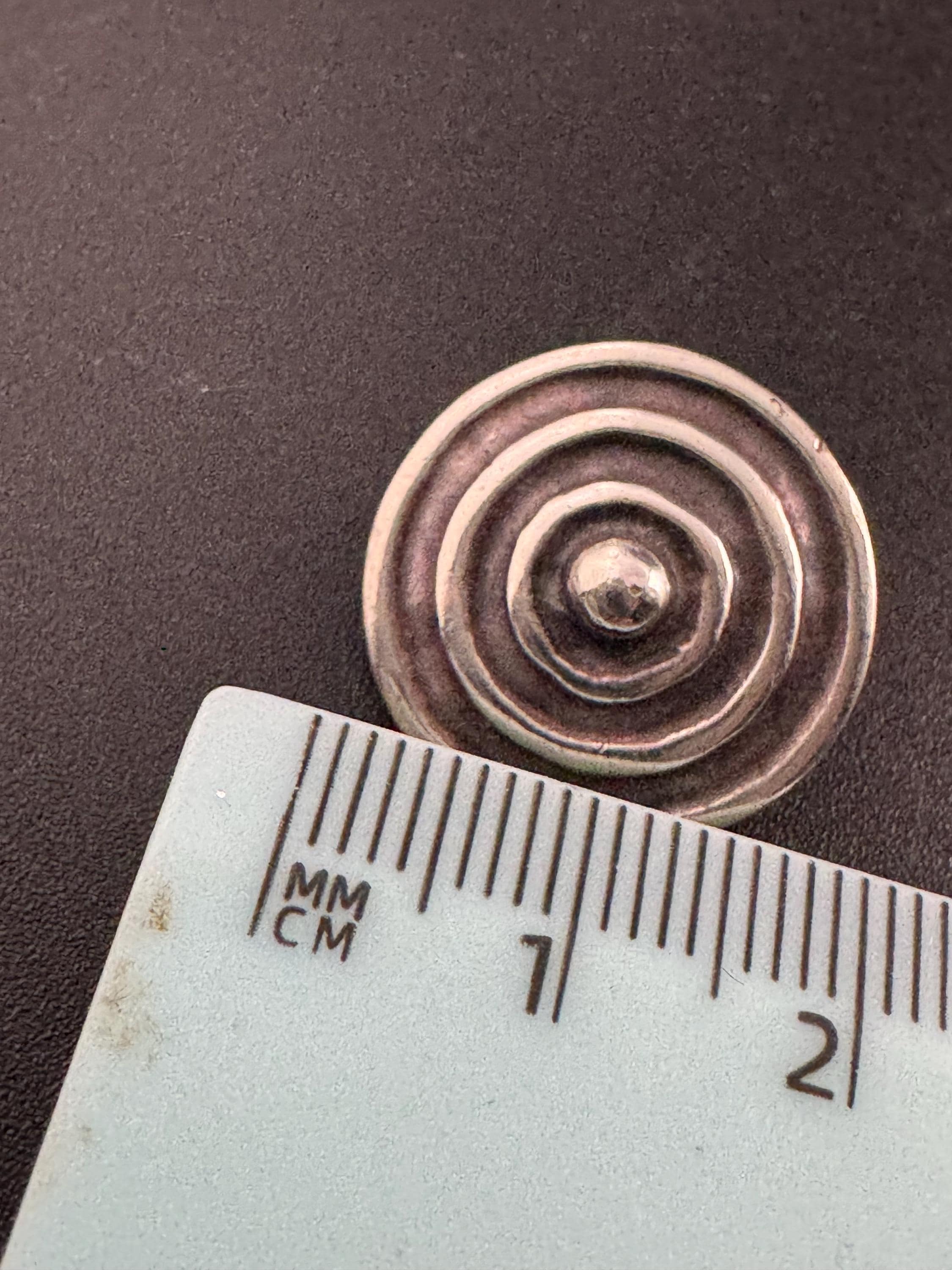 Vintage 925 2cm round disc sterling silver clip on earrings