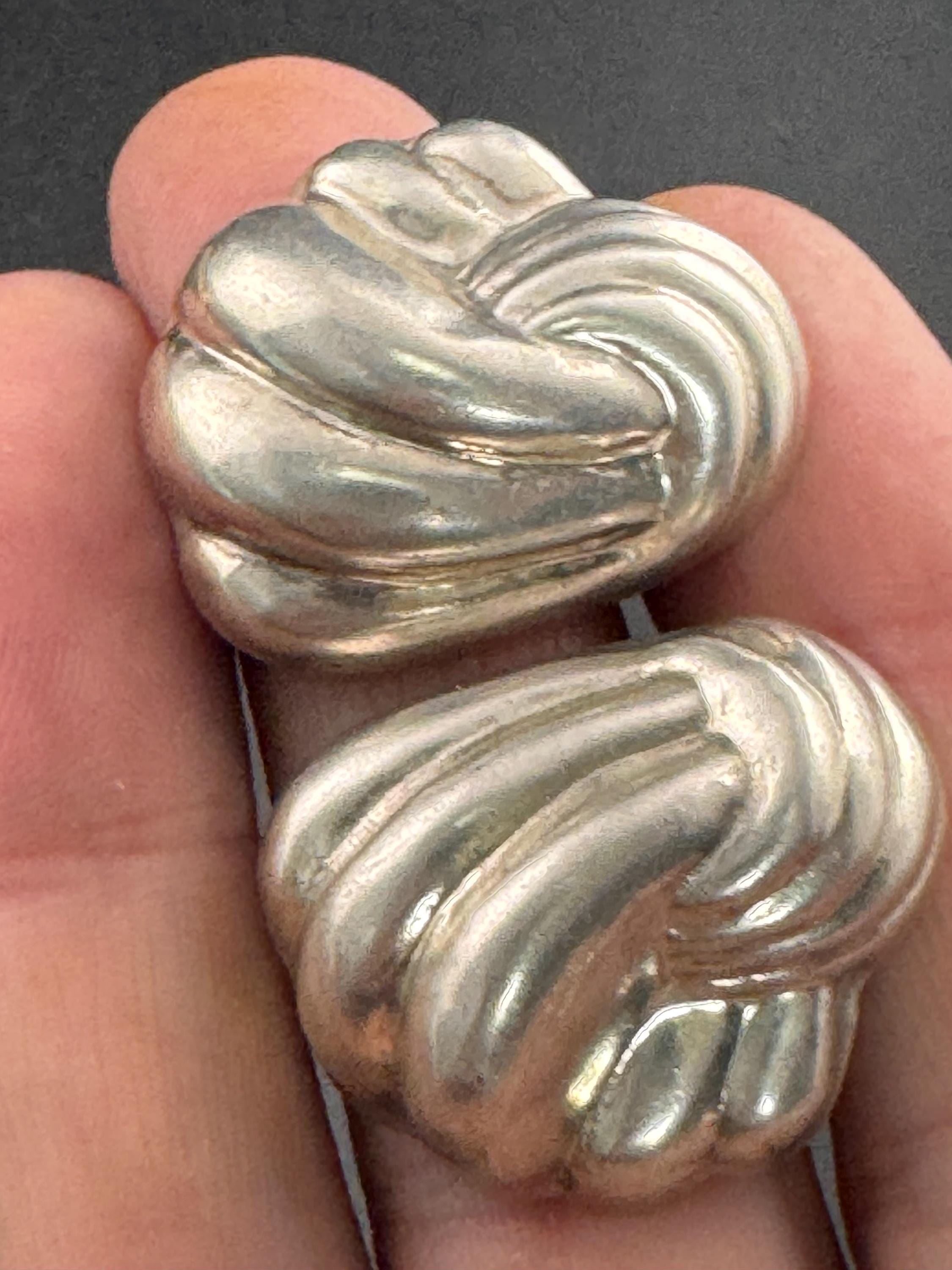 Large 925 sterling silver oversized modernist stud earrings for pierced ears, hollow