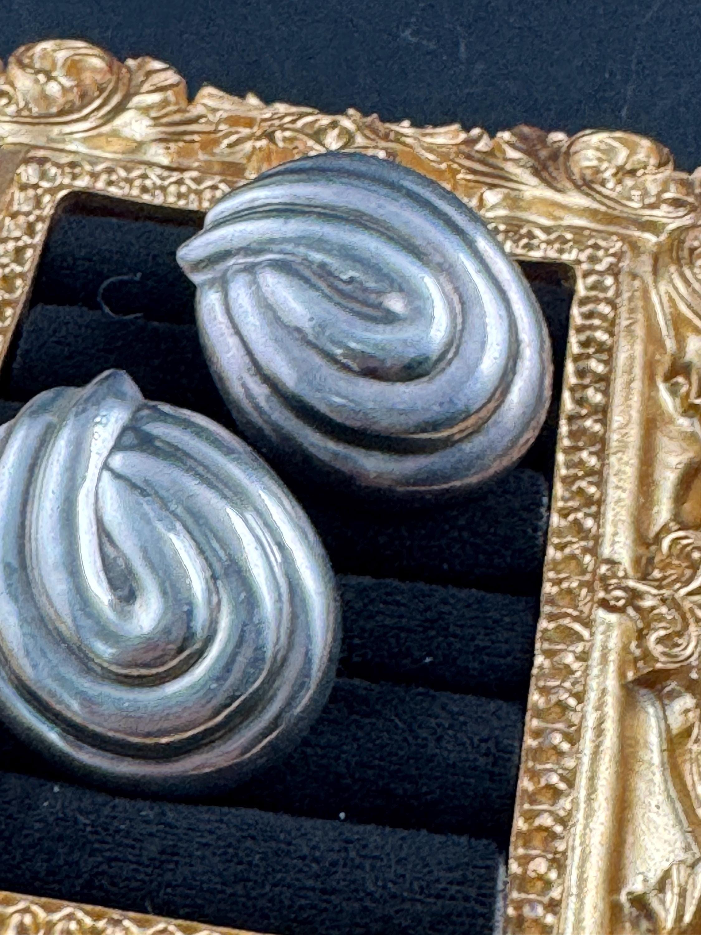 Large 925 sterling silver oversized modernist stud earrings for pierced ears, hollow