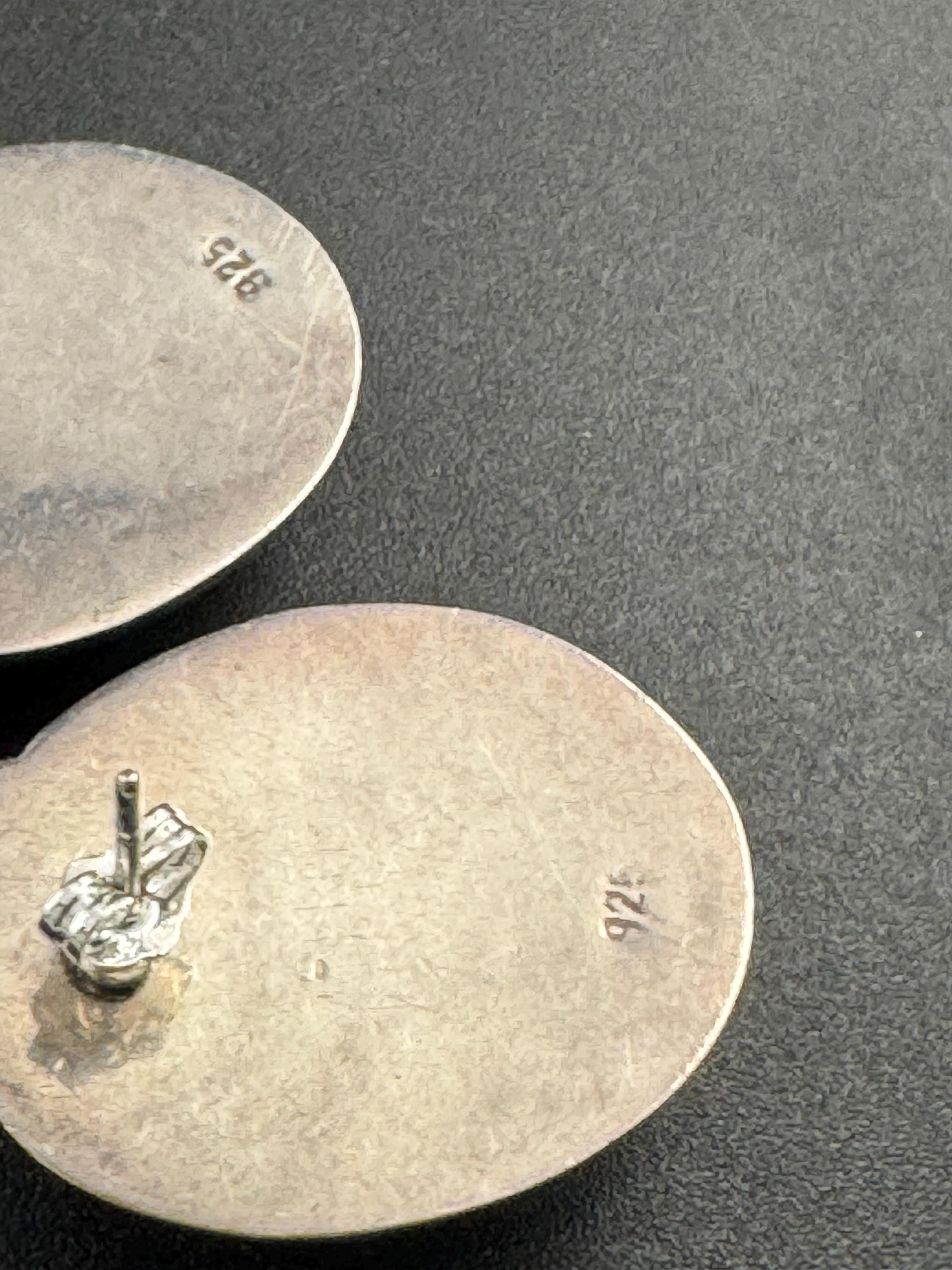 Large 925 sterling silver oversized modernist stud earrings for pierced ears, hollow