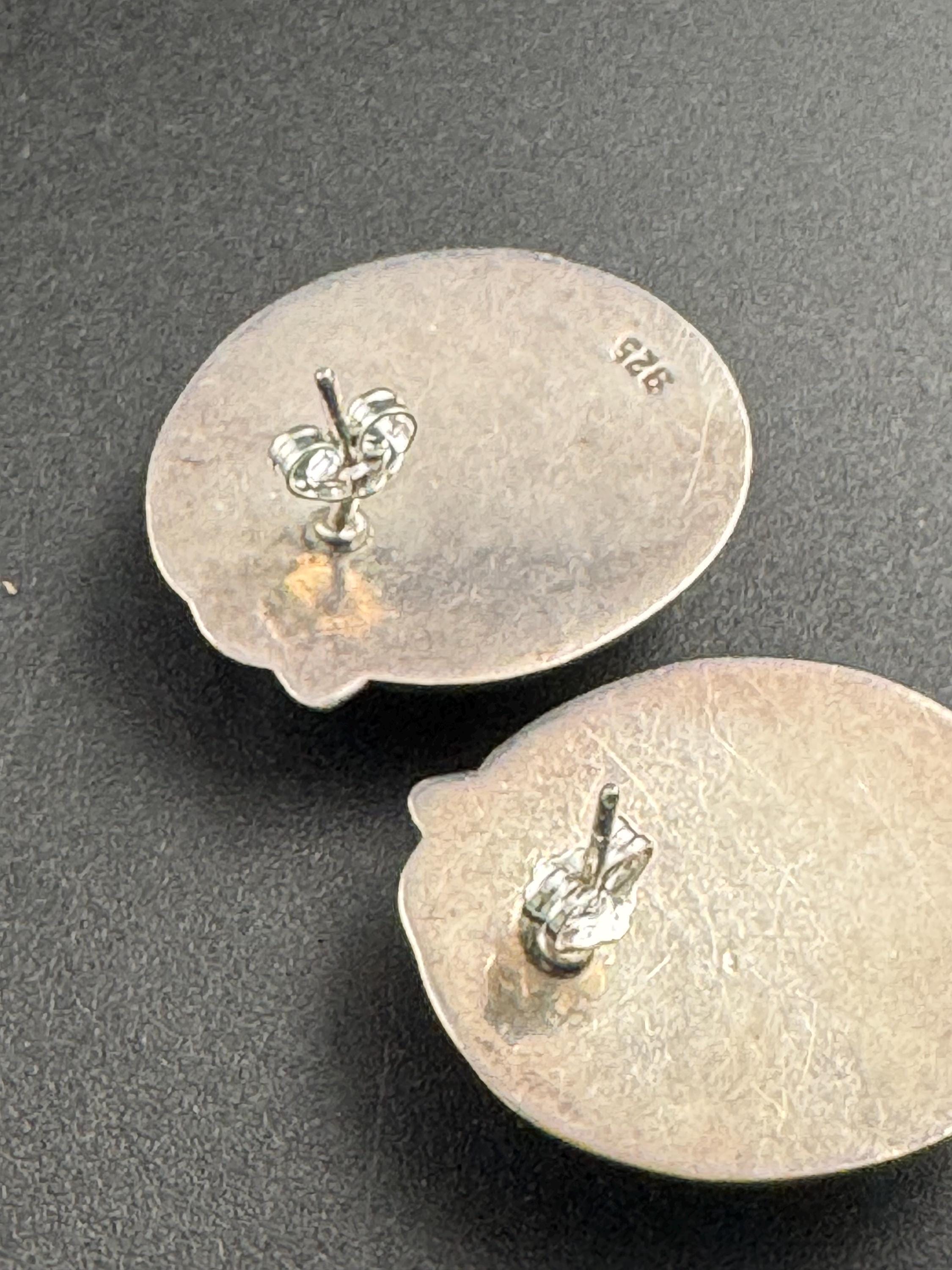 Large 925 sterling silver oversized modernist stud earrings for pierced ears, hollow