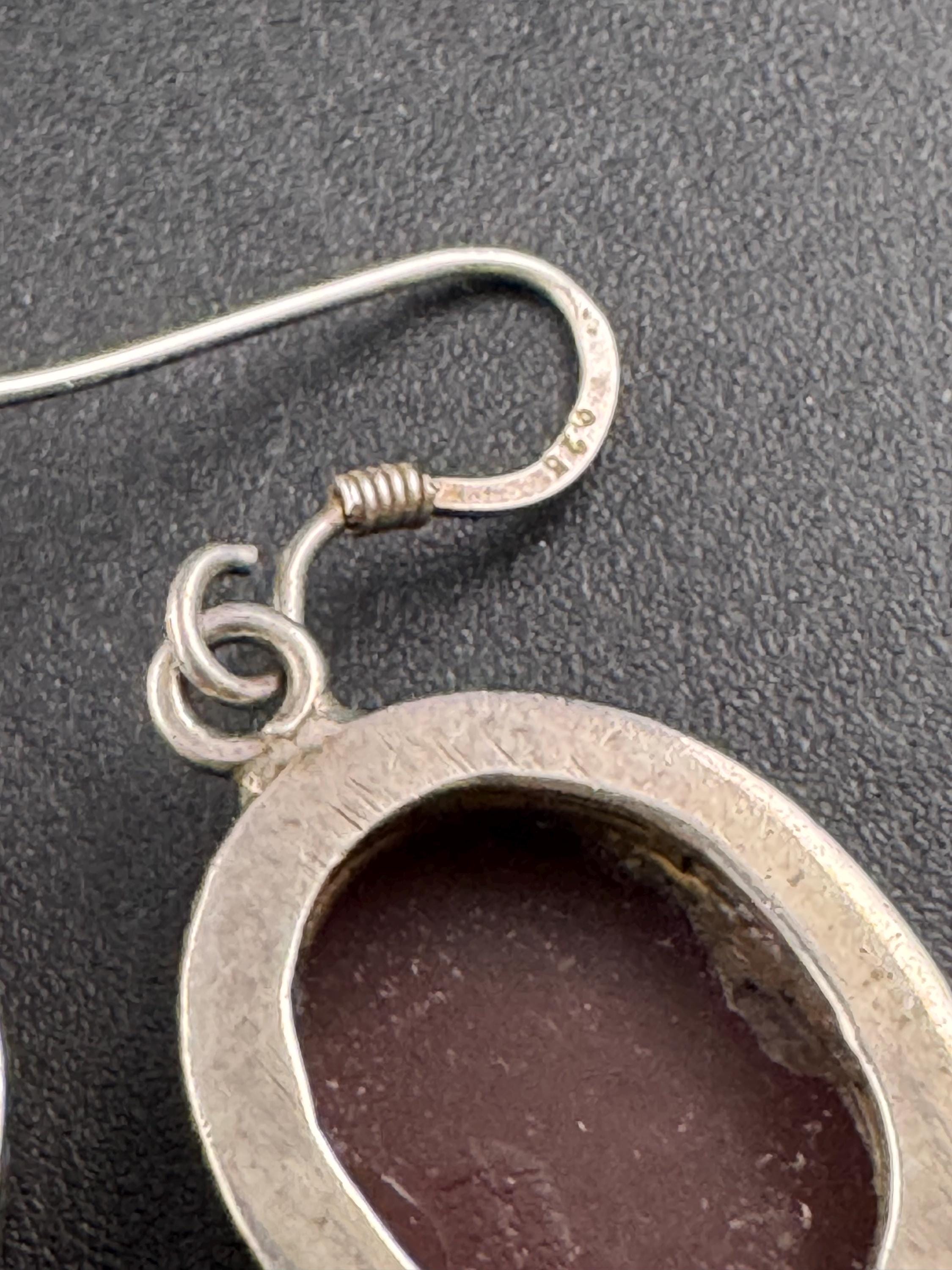 Natural carnelian gemstone 925 silver drop earrings for pierced ears