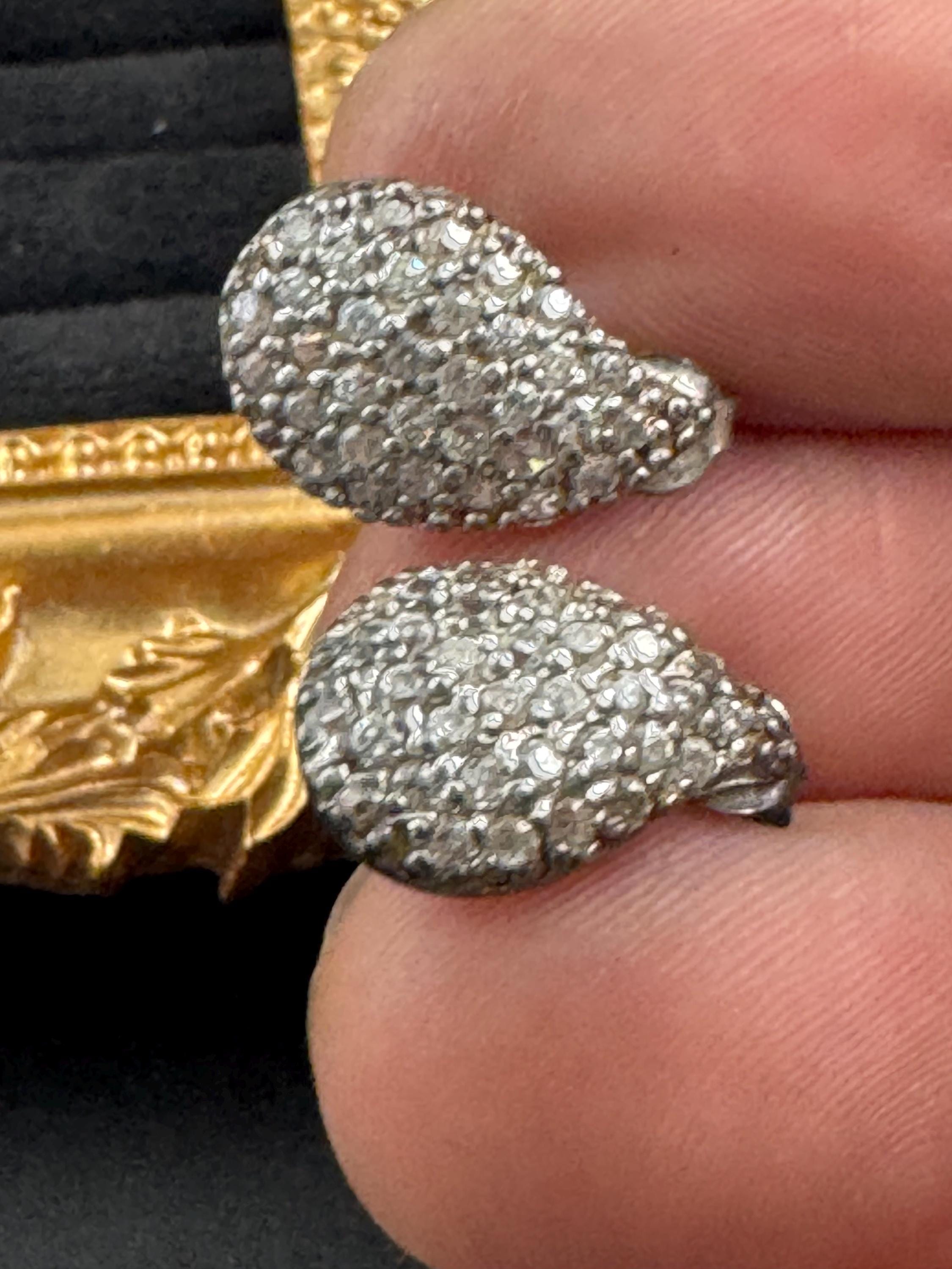 925 Sterling silver teardrop clear crystal diamanté stud earrings pierced