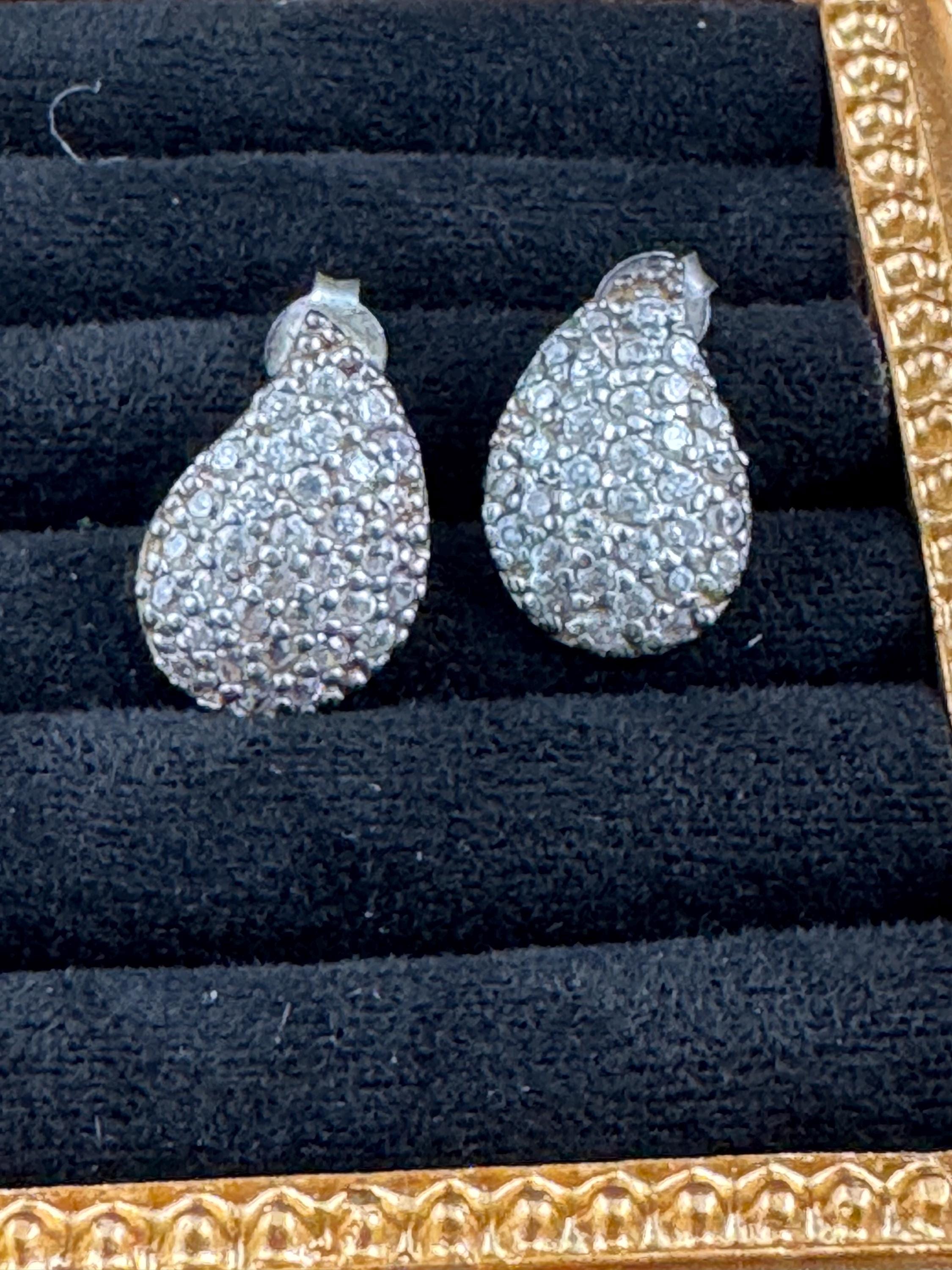 925 Sterling silver teardrop clear crystal diamanté stud earrings pierced