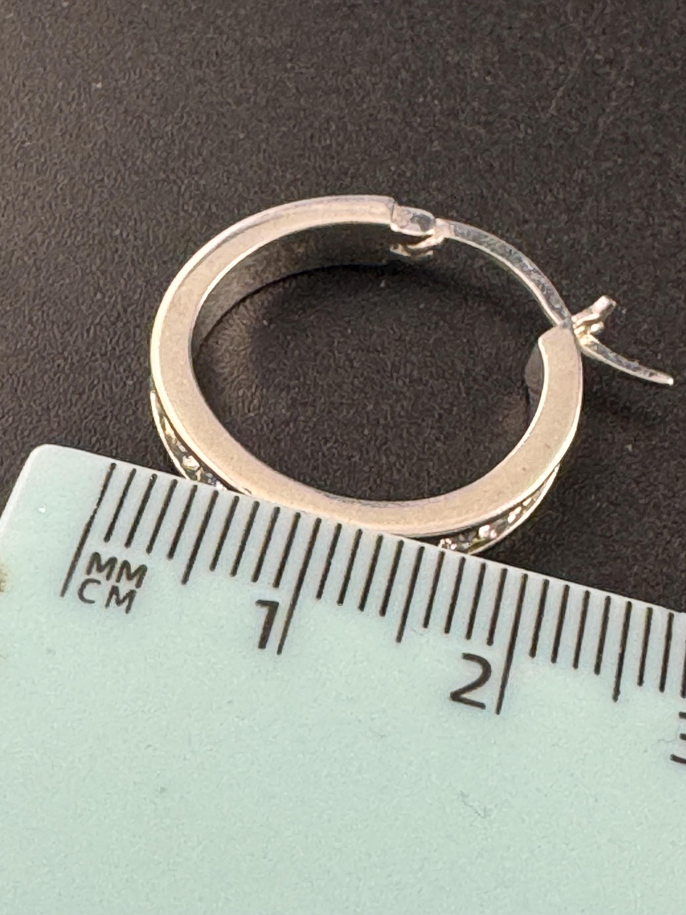 925 sterling silver diamanté 2.5cm hoop earrings for pierced ears 6.4 grams