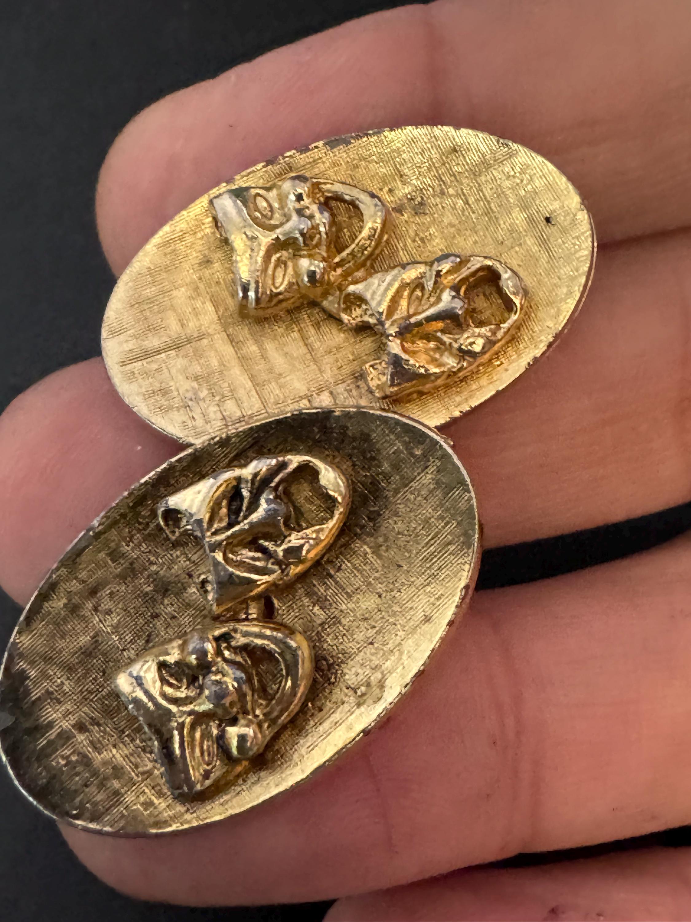 Vintage brushed novelty theatre masks Clip On Earrings