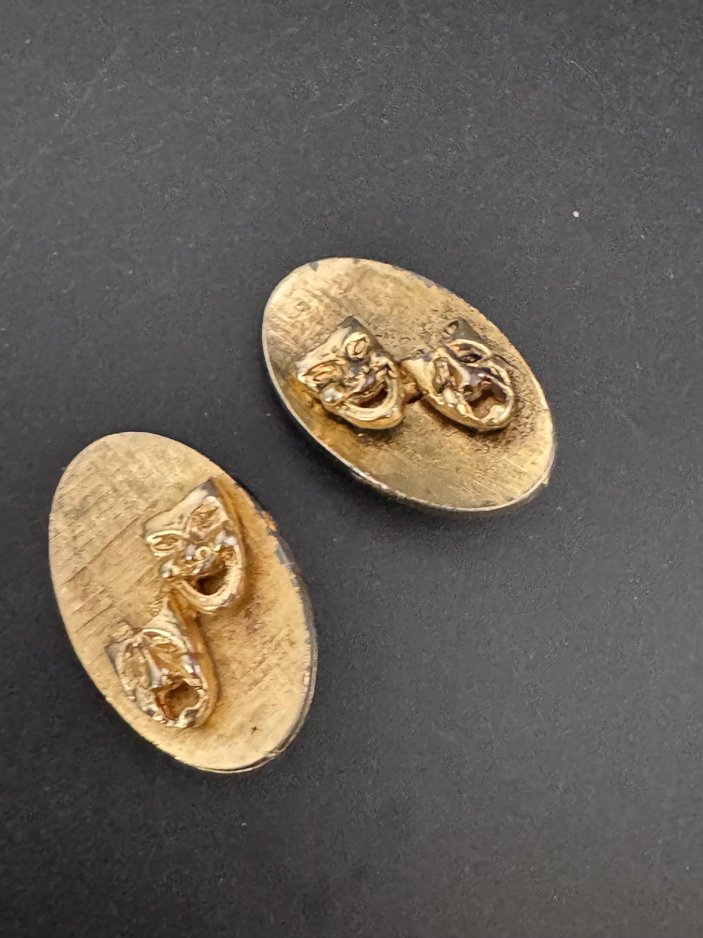 Vintage brushed novelty theatre masks Clip On Earrings