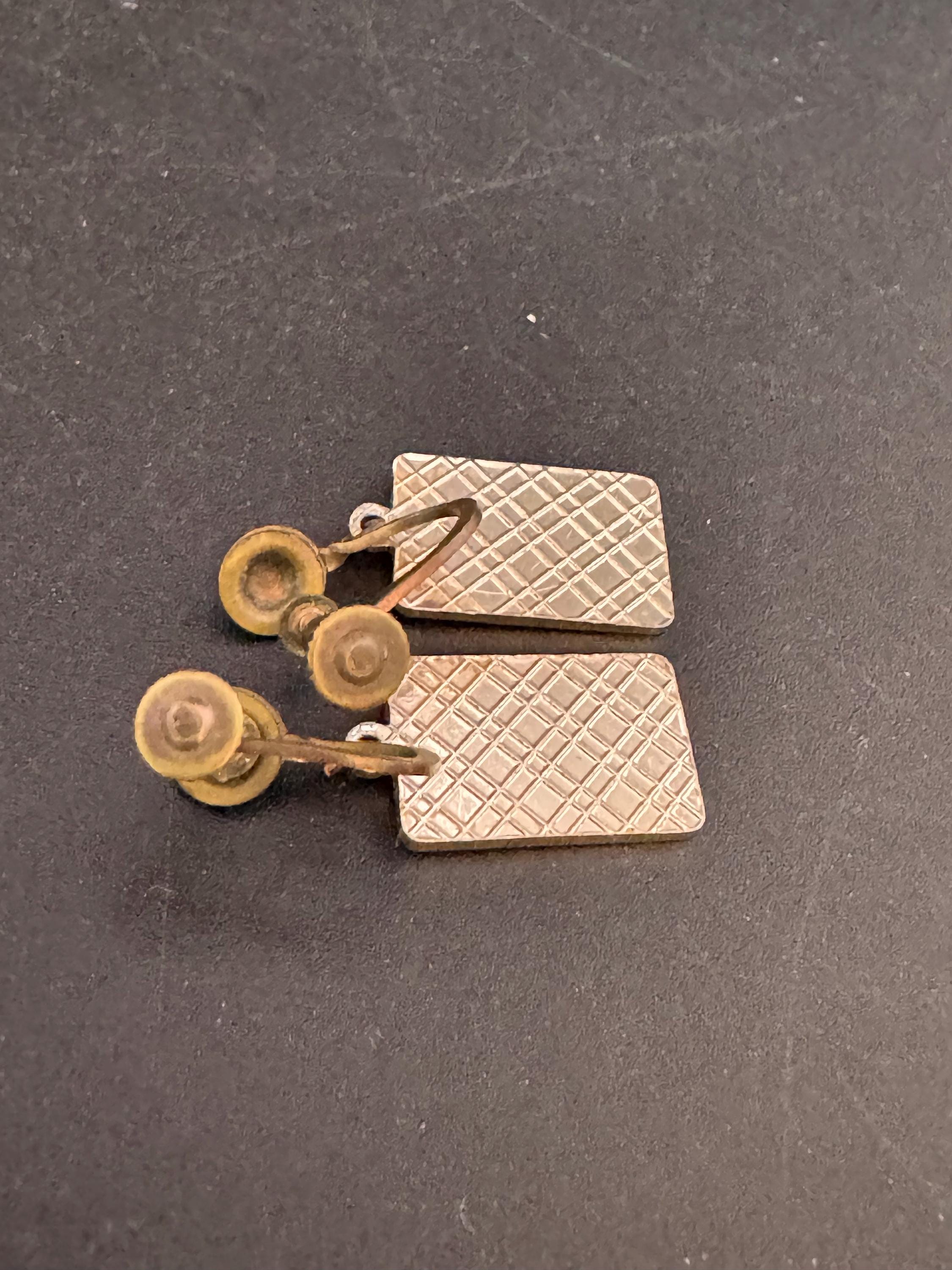 Novelty playing card gold metal clip on screw back earrings 1950s