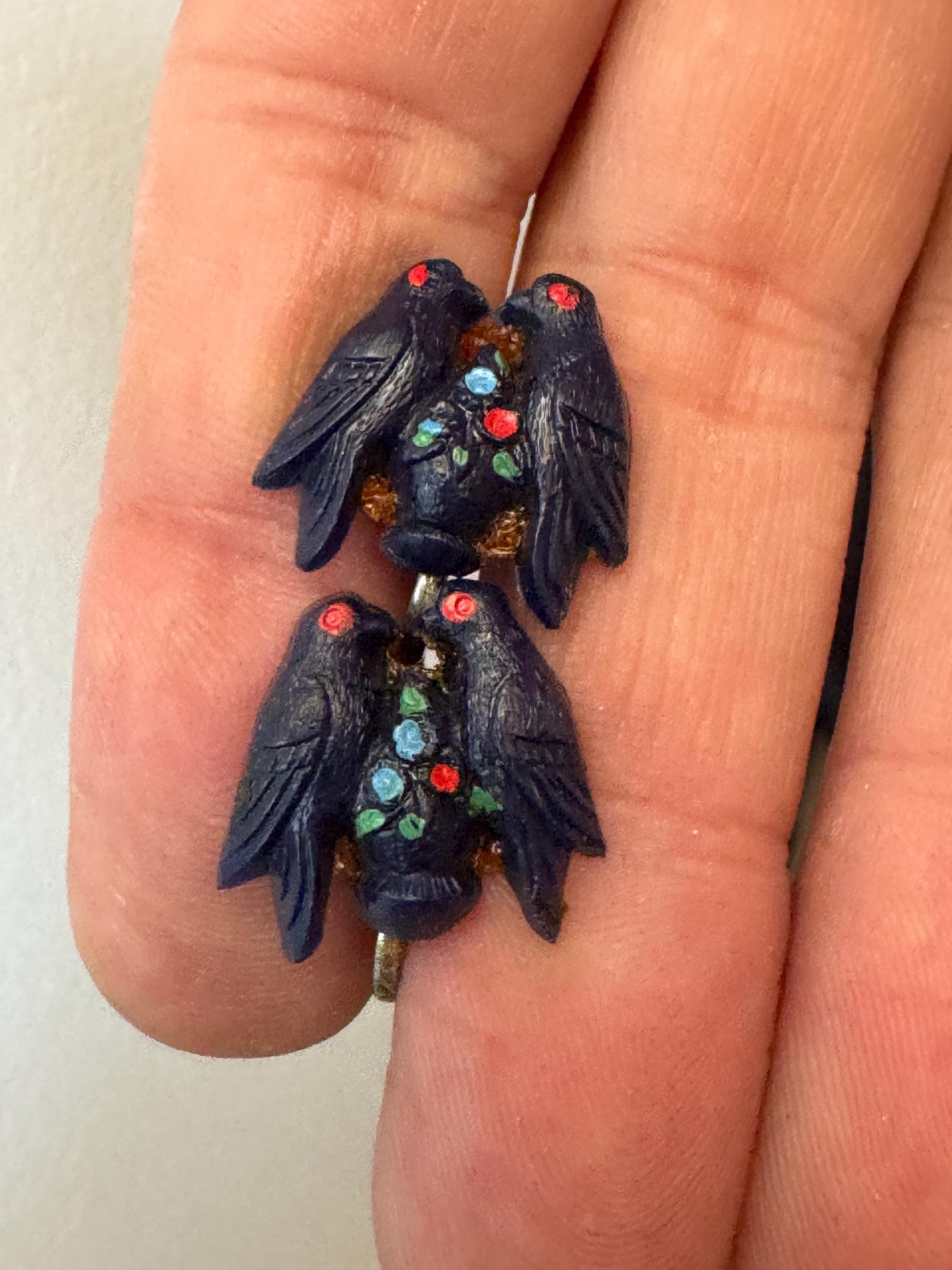 Novelty early plastic blue birds plastic screw back earrings