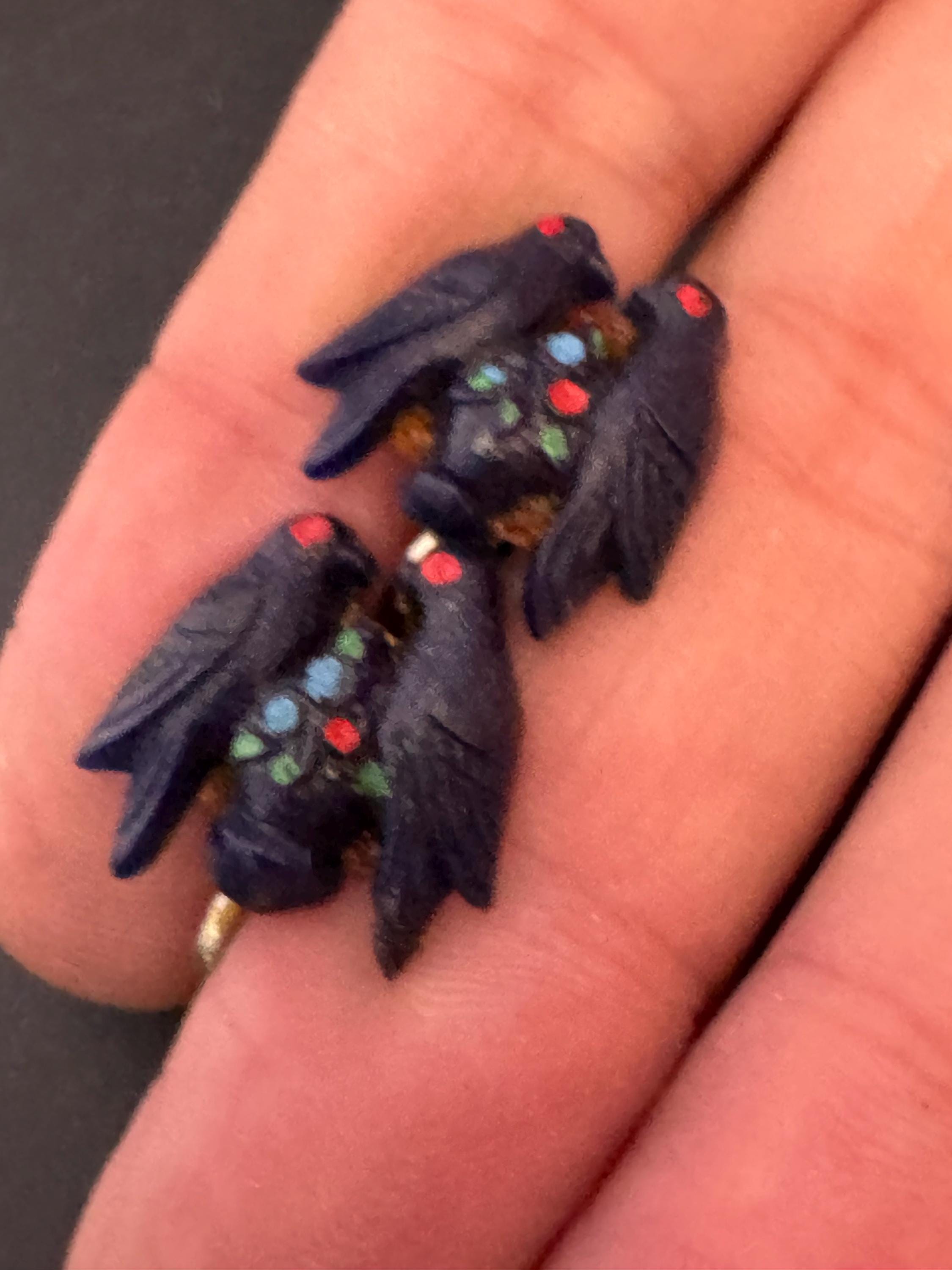 Novelty early plastic blue birds plastic screw back earrings