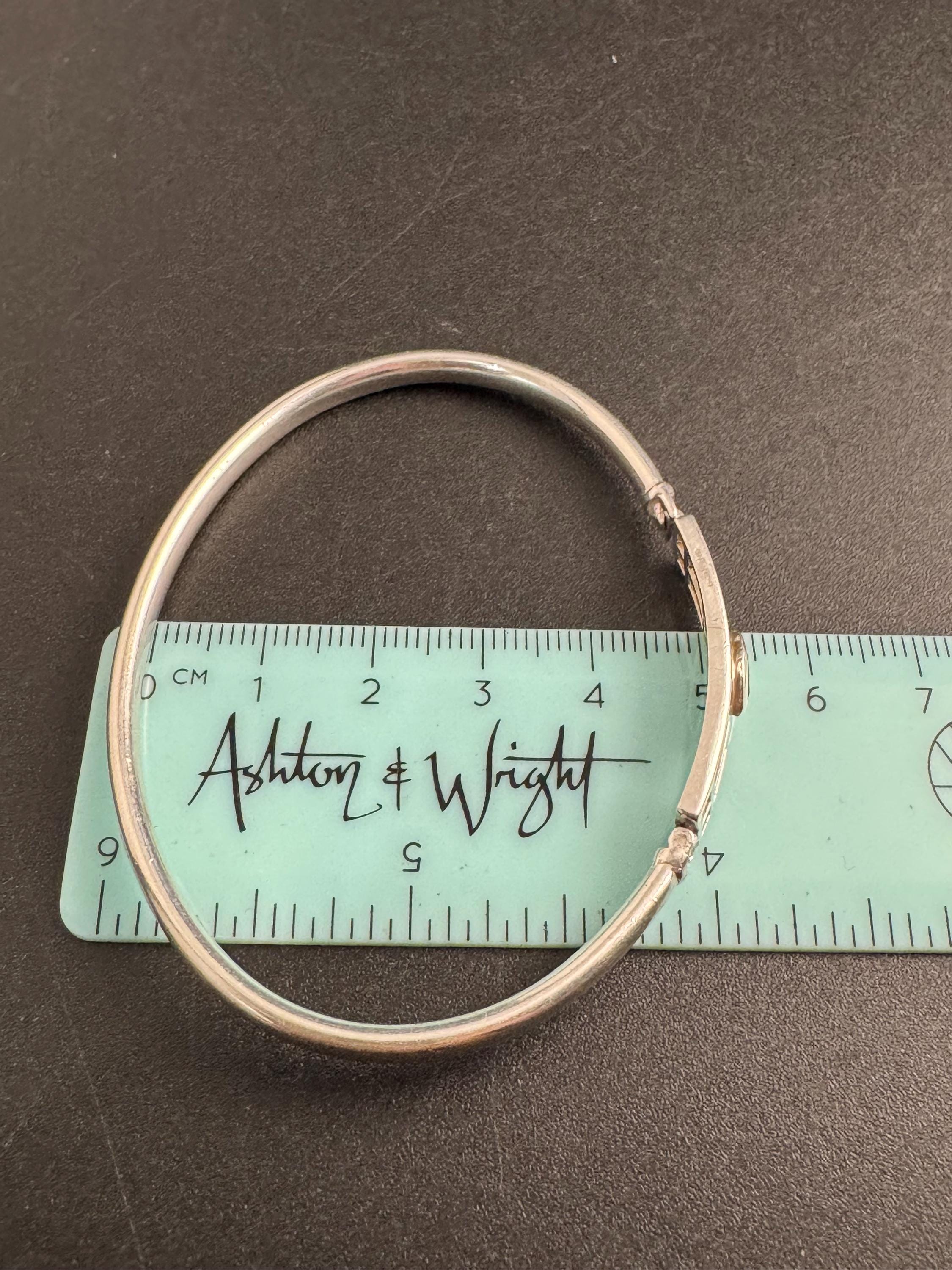 Vintage 925 Silver and amethyst bangle, purple bracelet Charles Rennie Mackintosh style