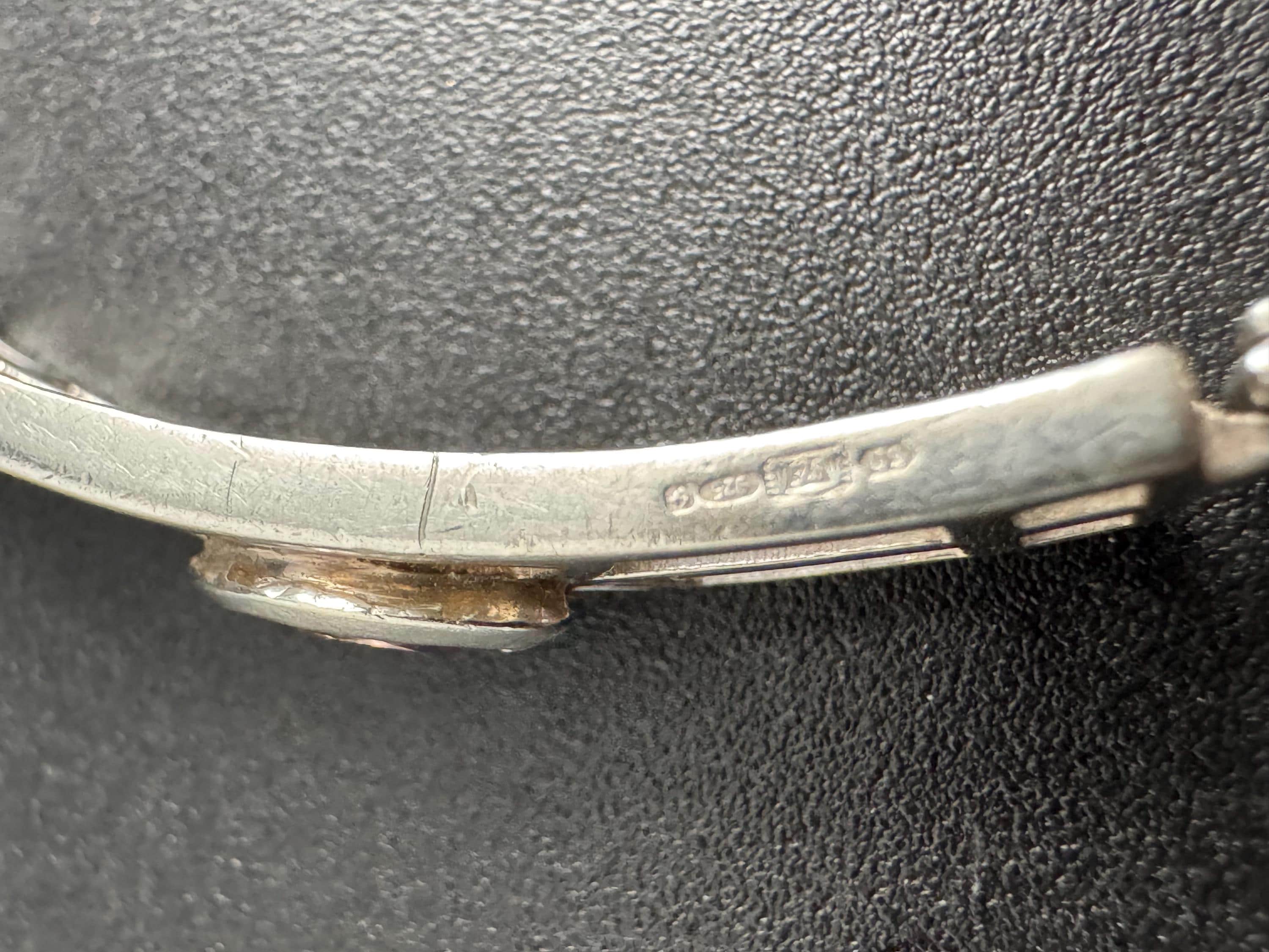 Vintage 925 Silver and amethyst bangle, purple bracelet Charles Rennie Mackintosh style