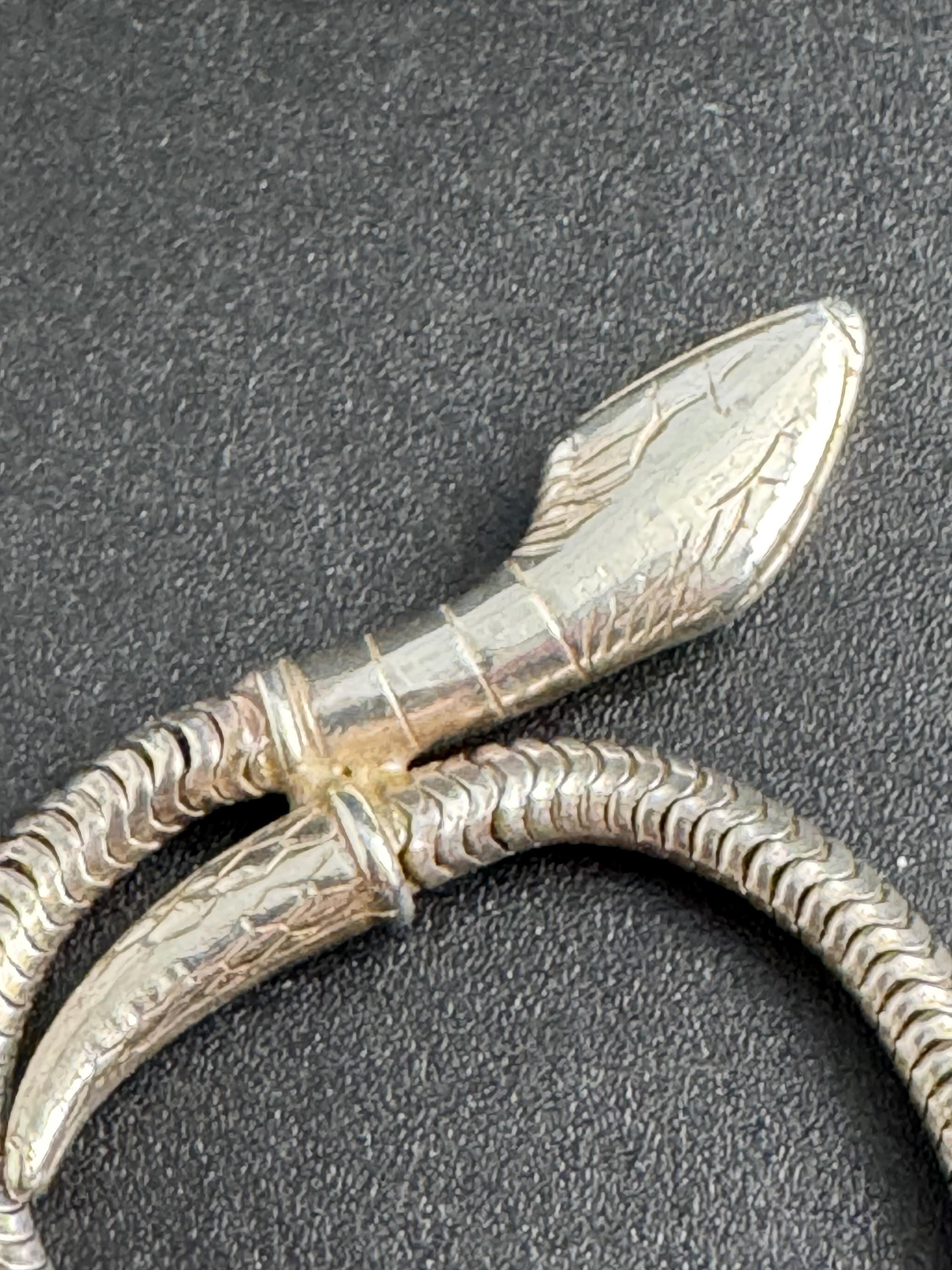 Vintage 925 silver snake head choker necklace 39.5cm
