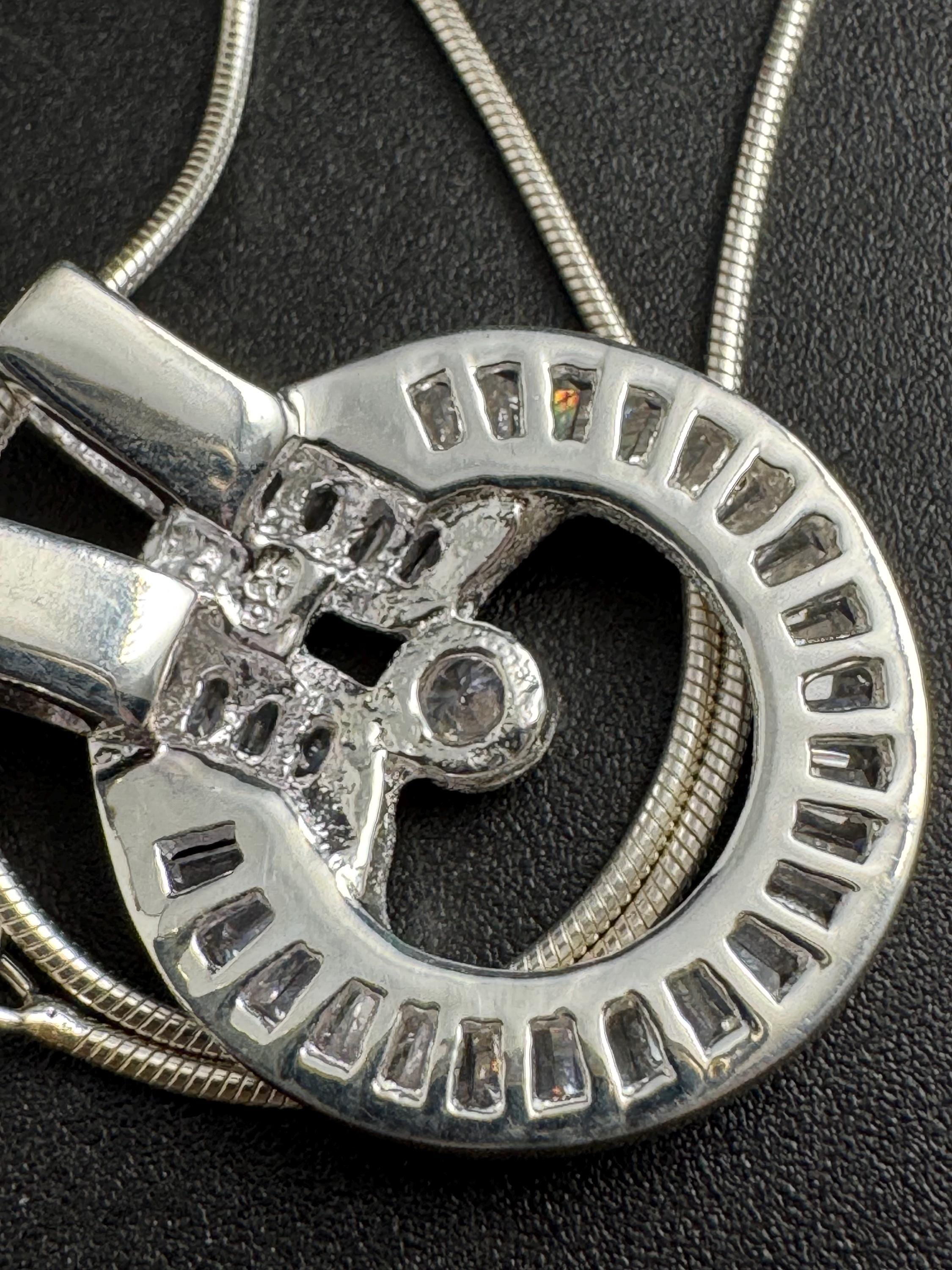 925 binder sterling silver baguette diamanté pendant necklace
