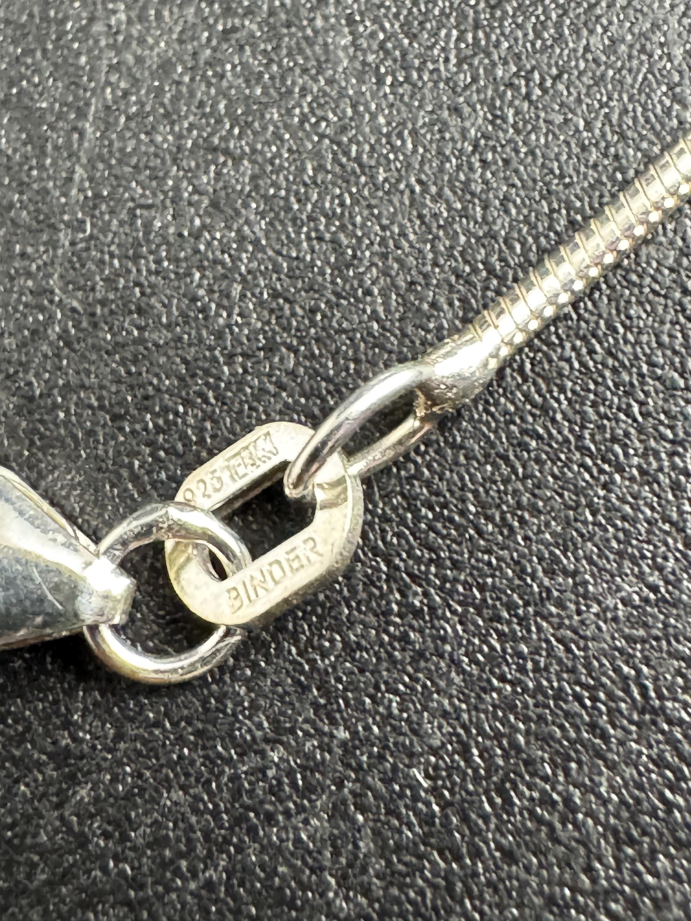 925 binder sterling silver baguette diamanté pendant necklace