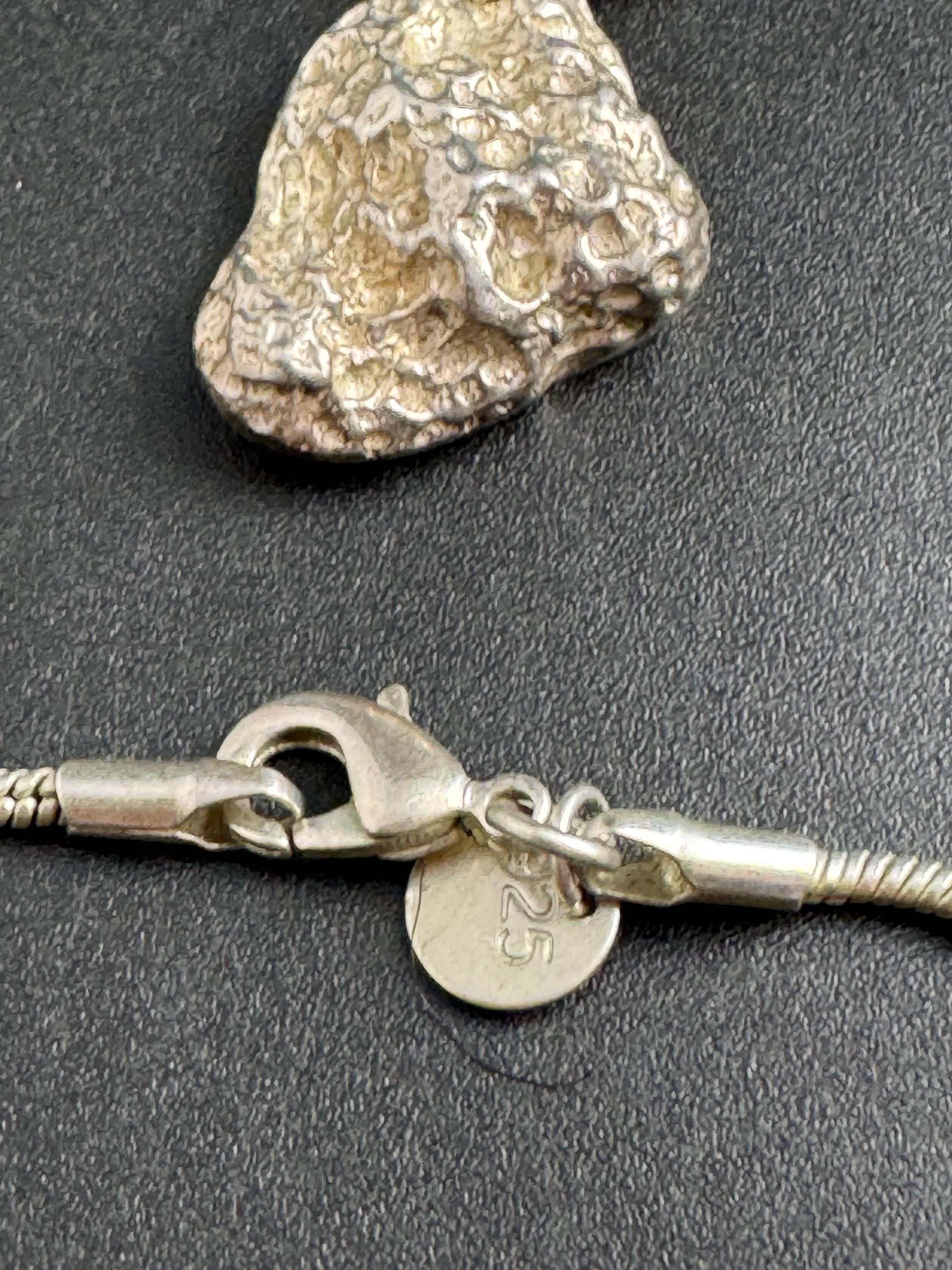 Vintage 1970s 925 Sterling Silver brutalist nugget necklace