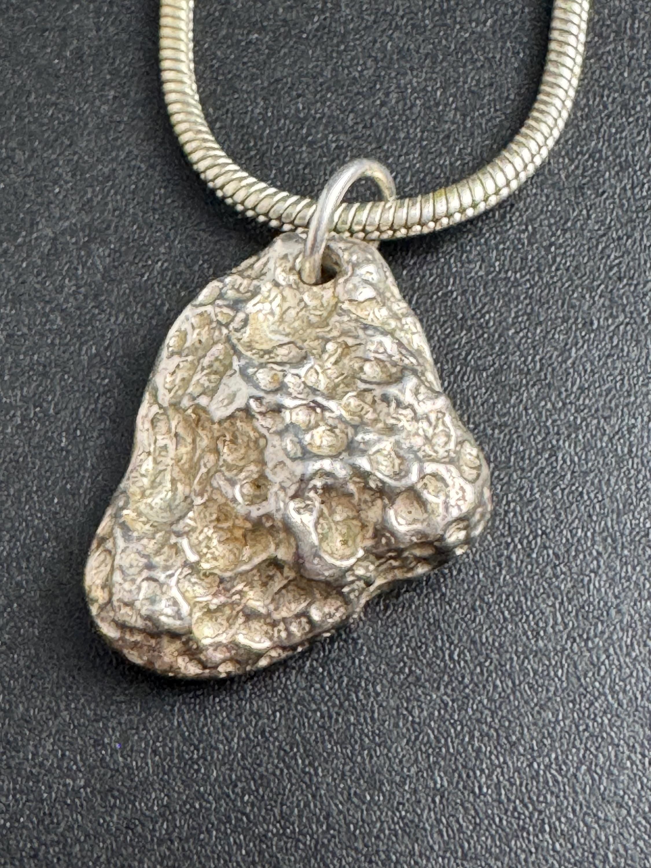 Vintage 1970s 925 Sterling Silver brutalist nugget necklace