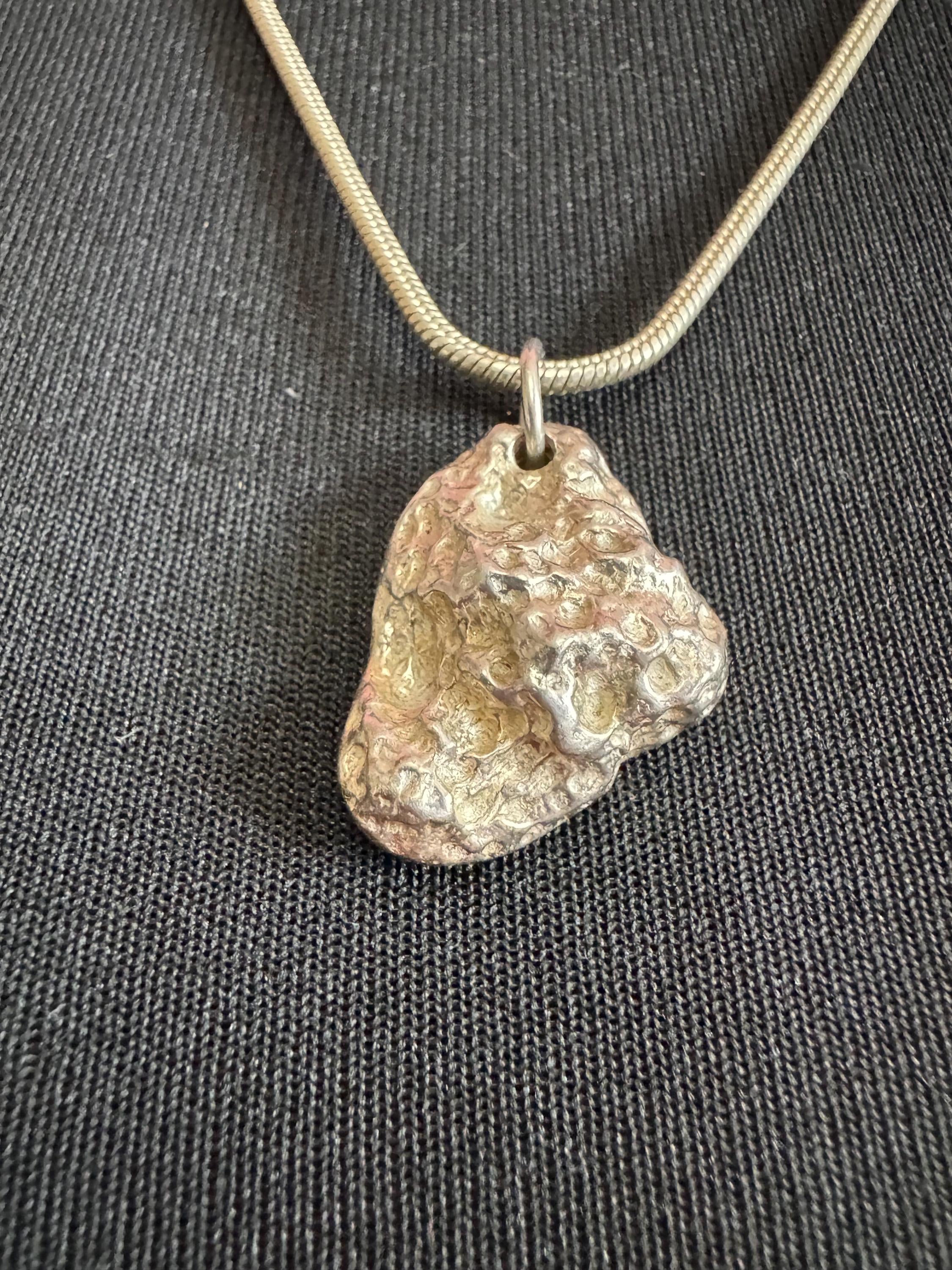 Vintage 1970s 925 Sterling Silver brutalist nugget necklace